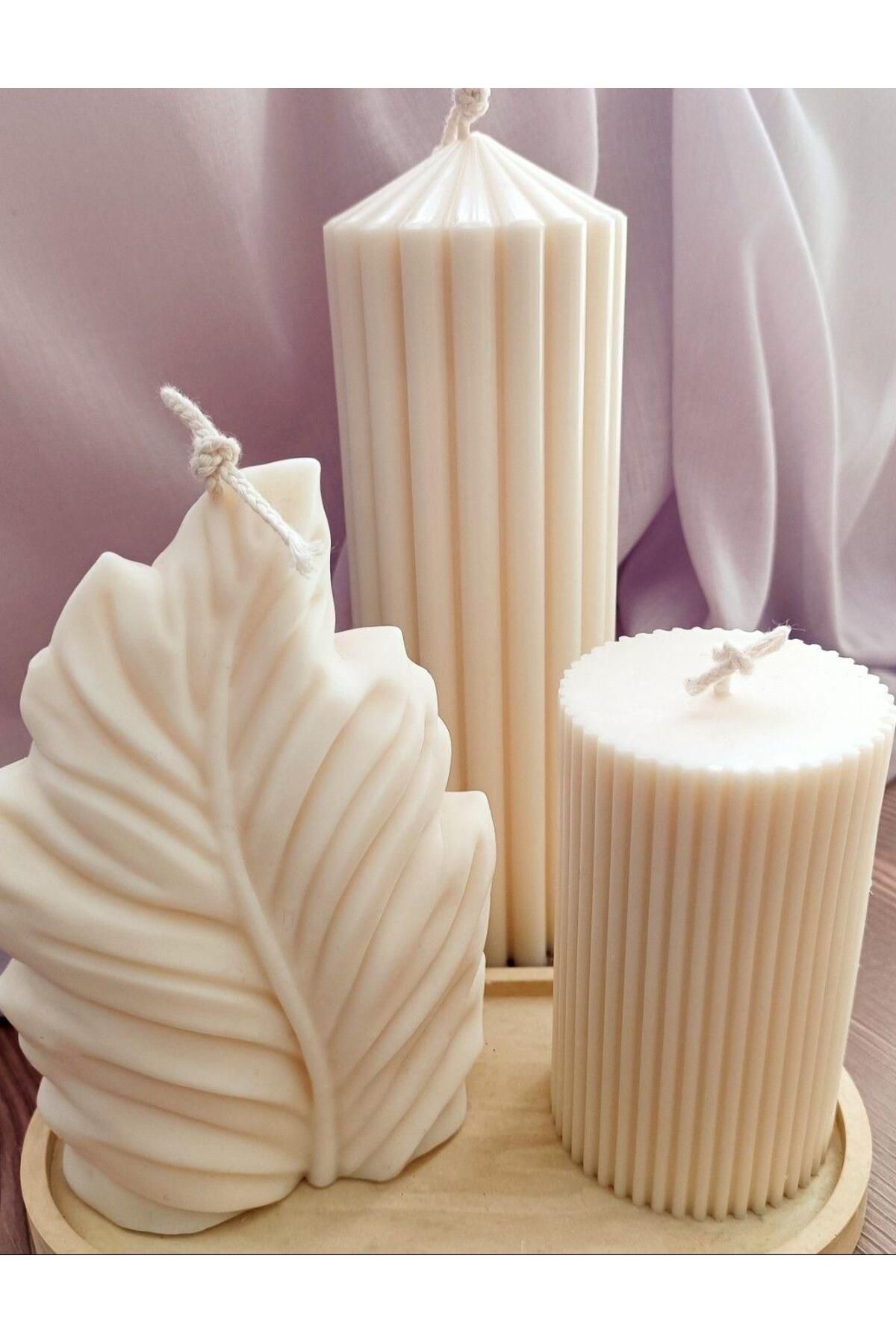 SCA CANDLE Dekoratif Mum Yaprak +Çokgen toplam 3 parça