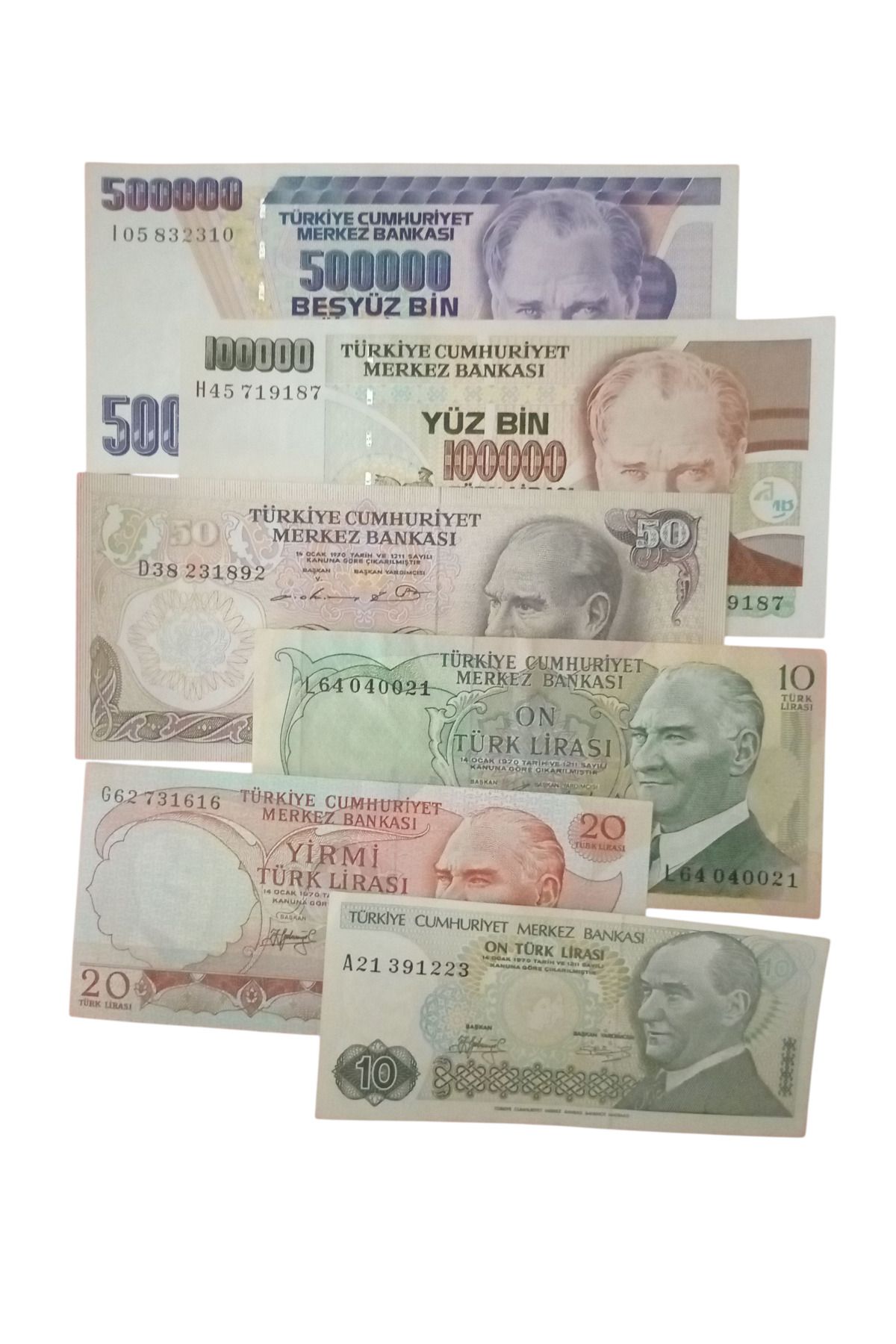 Yediotuz 6. 7. Emisyon 6 Adet Koleksiyon Kağıt Para Koleksiyon Başlangıç Setleri Antika Darpane Hobi Hediye