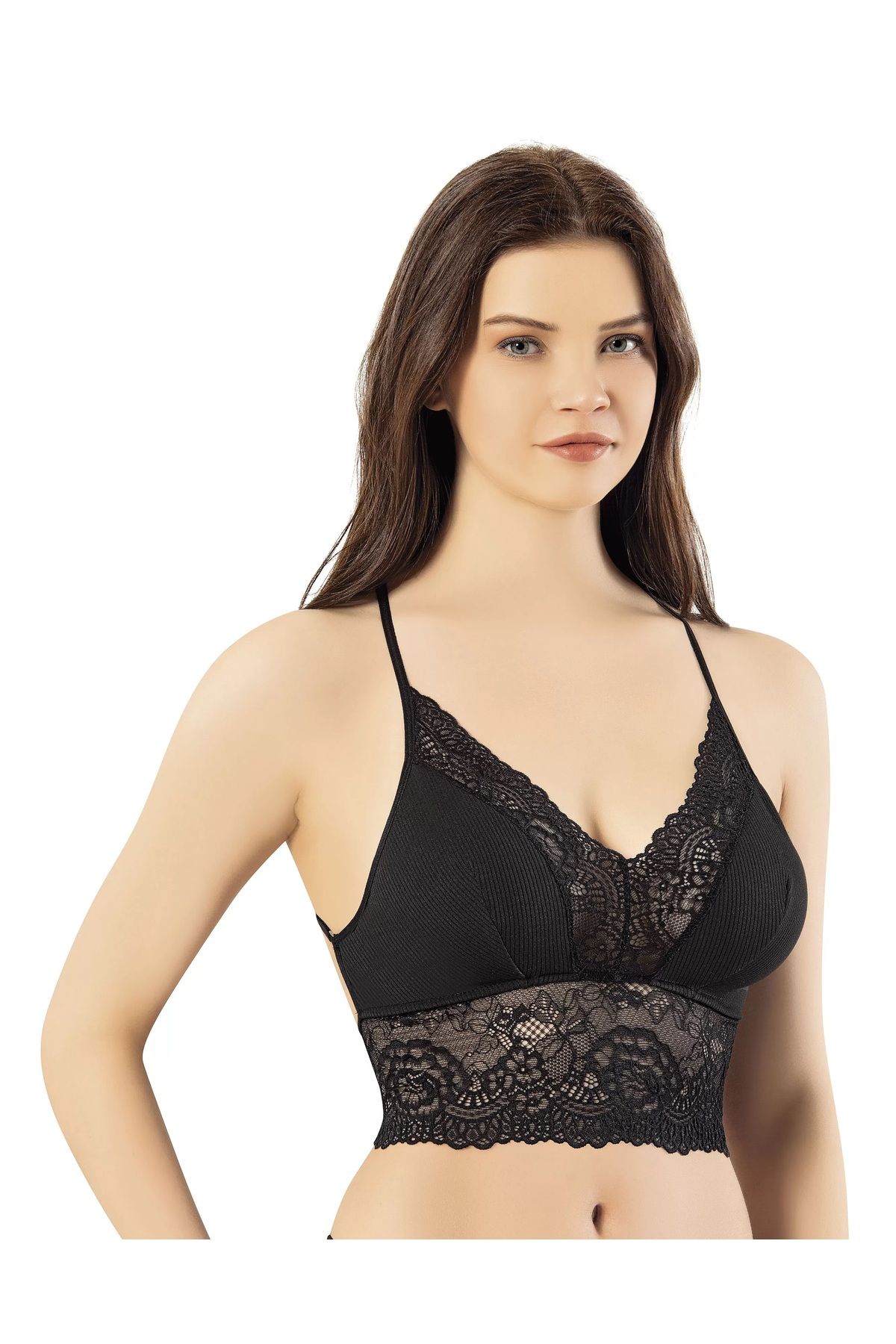 Katmirra Dantel Detaylı Pedli Crop Büstiyer 8138