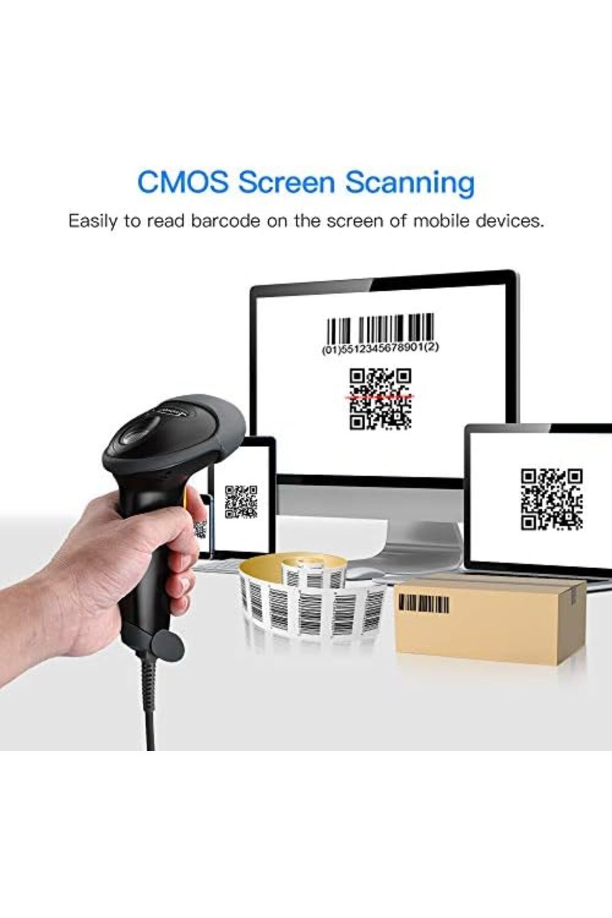 Eyoyo-Handheld USB 2D Barcode Scanner, Wired Automatic QR Code Scanner PDF417 Data Matrix Bar Code R 5