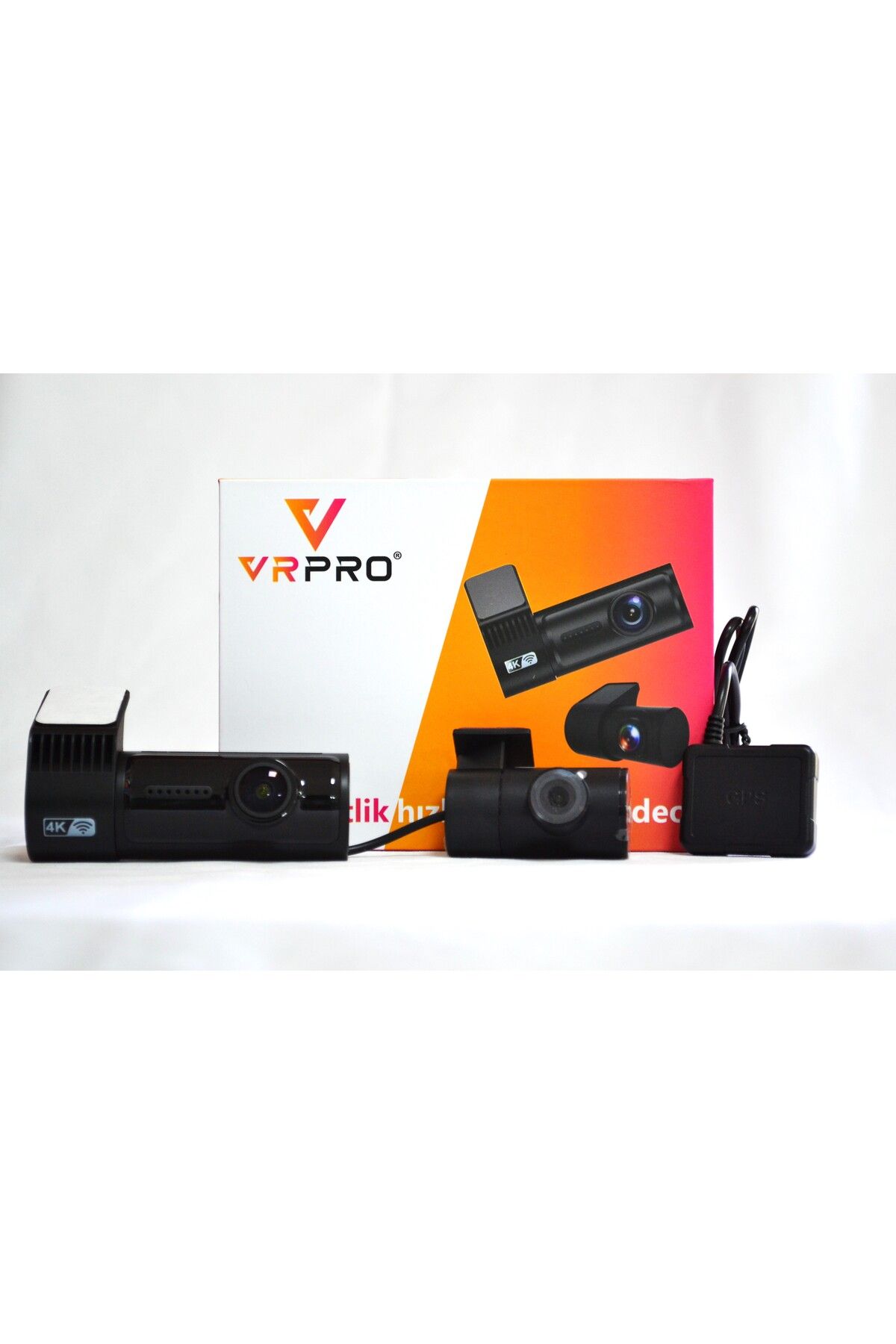 VrPro 2 Kameralı Araç İçi Yol Kayıt Kamerası 1.5 İnç Ekranlı 4K 30FPS ( WİFİ + GPS Özellikli )