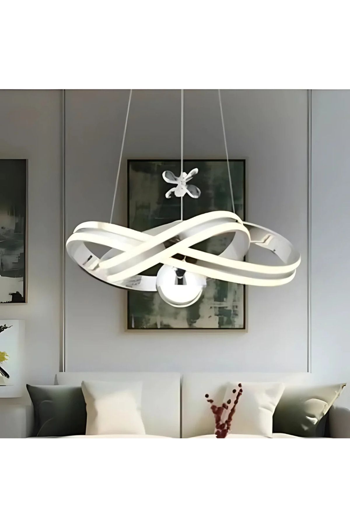 durulight Krom 3 Renk Ledli Modern Özel Tasarım Sarkıt Ledli Avize Salon Avizesi