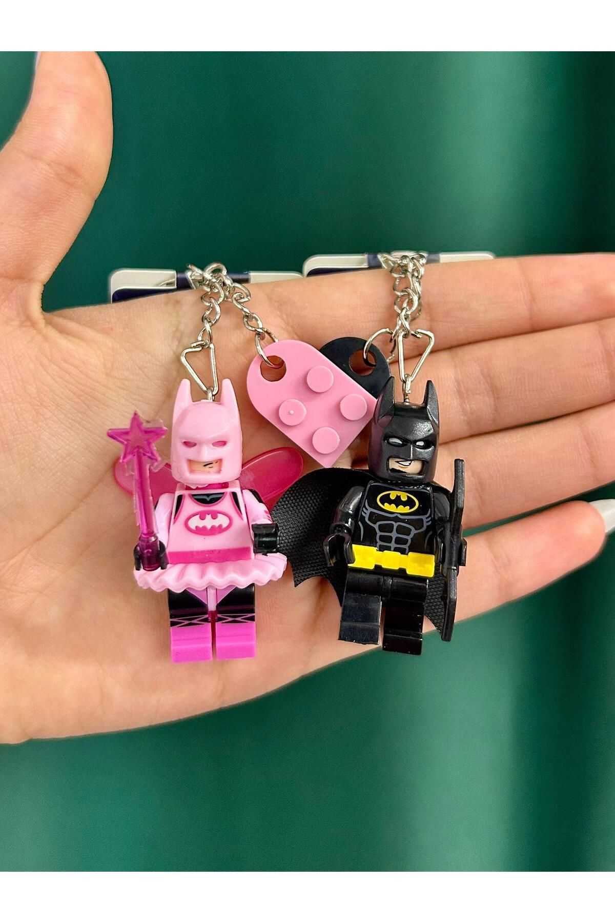 Wisevelya 2 Lı Batman Kalp Detaylı Lego Anahtarlık