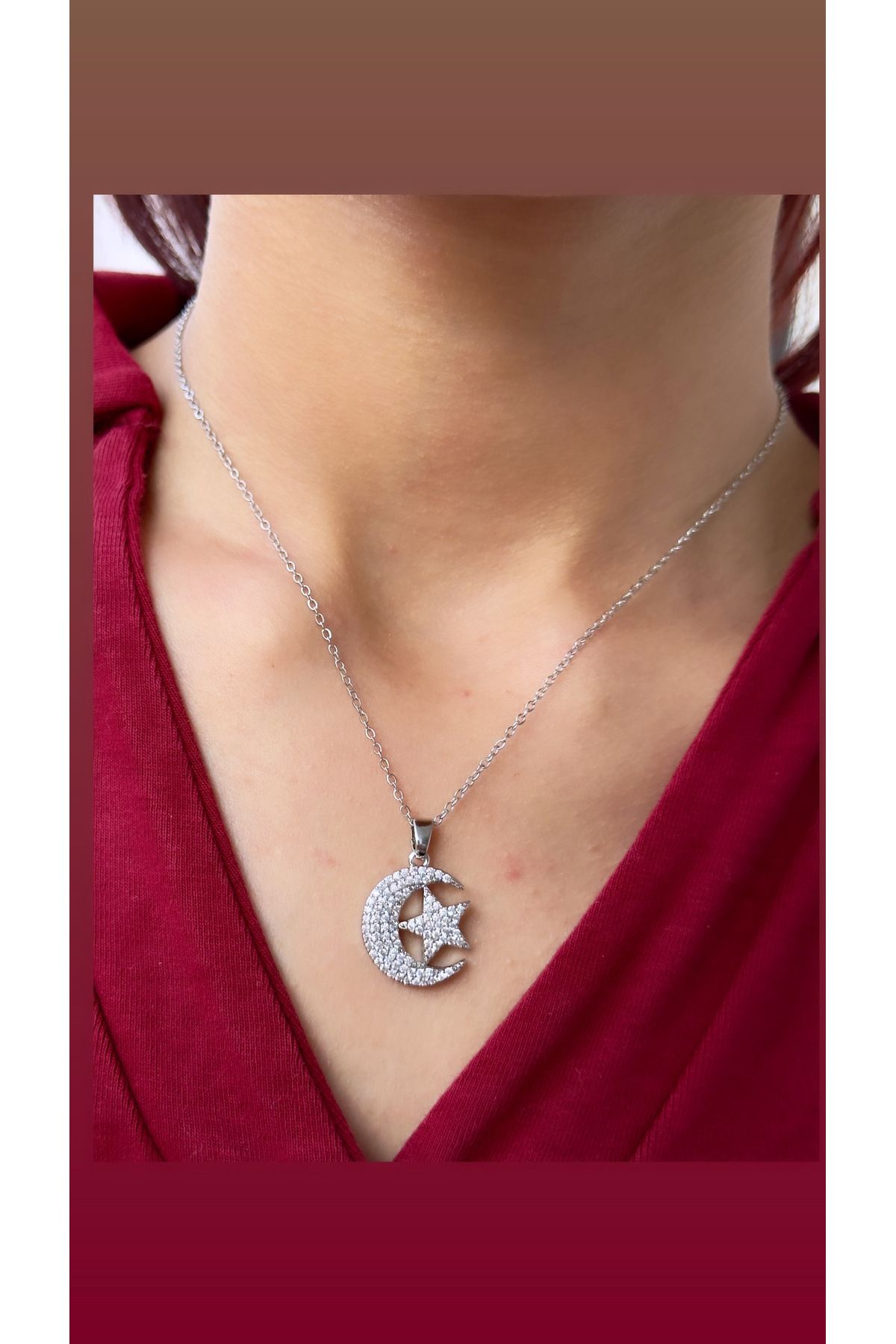 İNN JEWELLERY Çelik Kolye Kararmaz Antialerjik Ay-Yıldız Figürlü (2 Yıl İthalatçı Garantili)