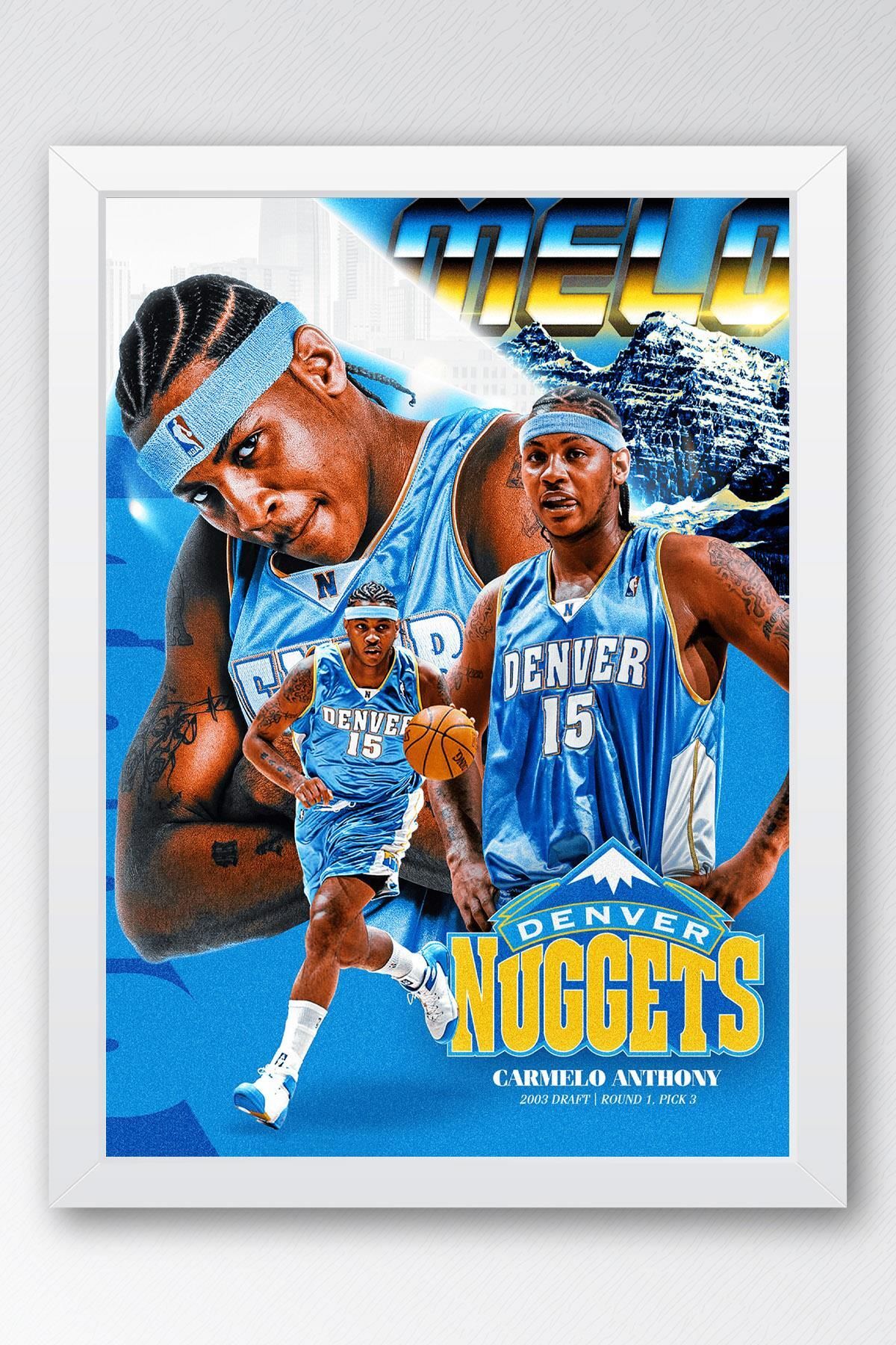 Saturn Carmelo Anthony Çerçeveli Tablo - Denver Nuggets NBA Posteri Tablo