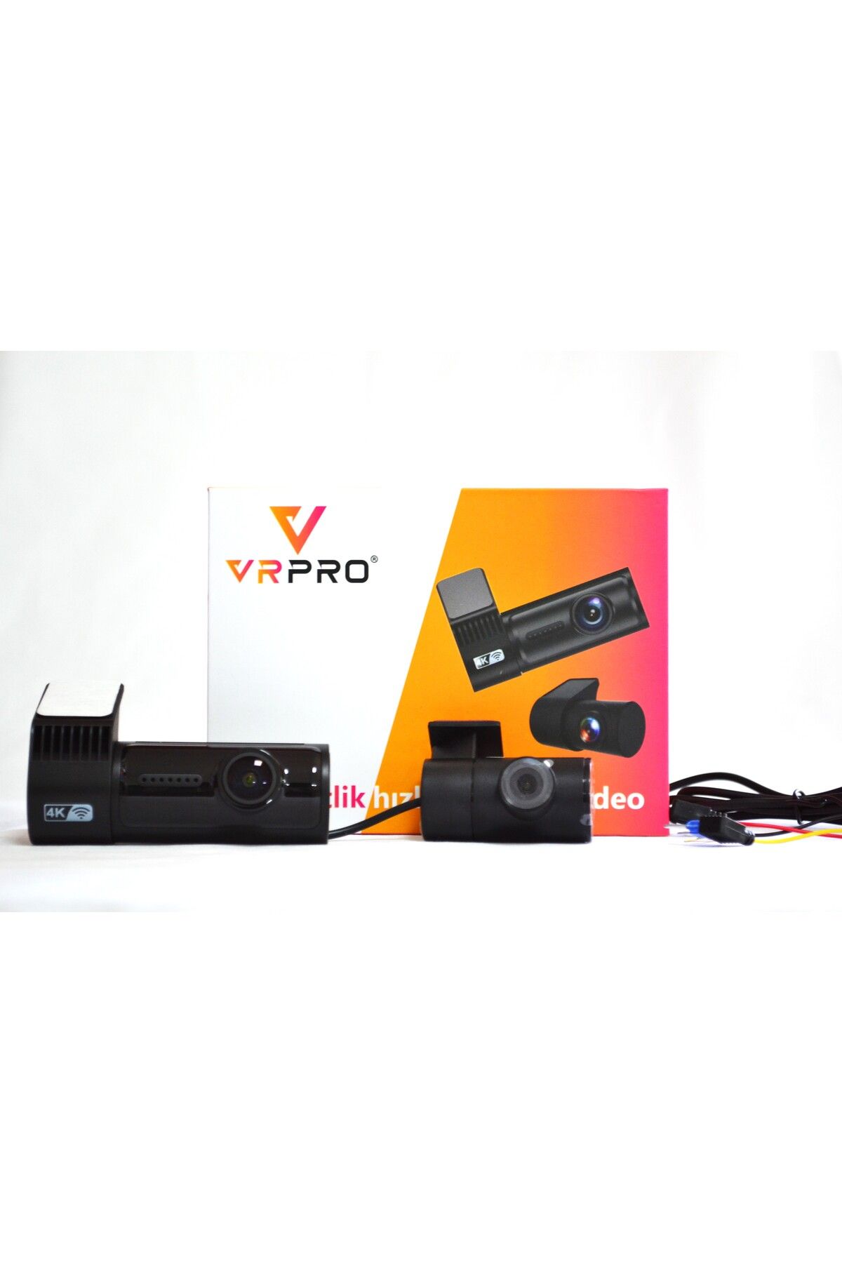 VrPro 2 Kameralı Araç İçi Yol Kayıt Kamerası 1.5 İnç Ekranlı 4K 30 FPS ( Telefon Uygulamalı + WİFİ )