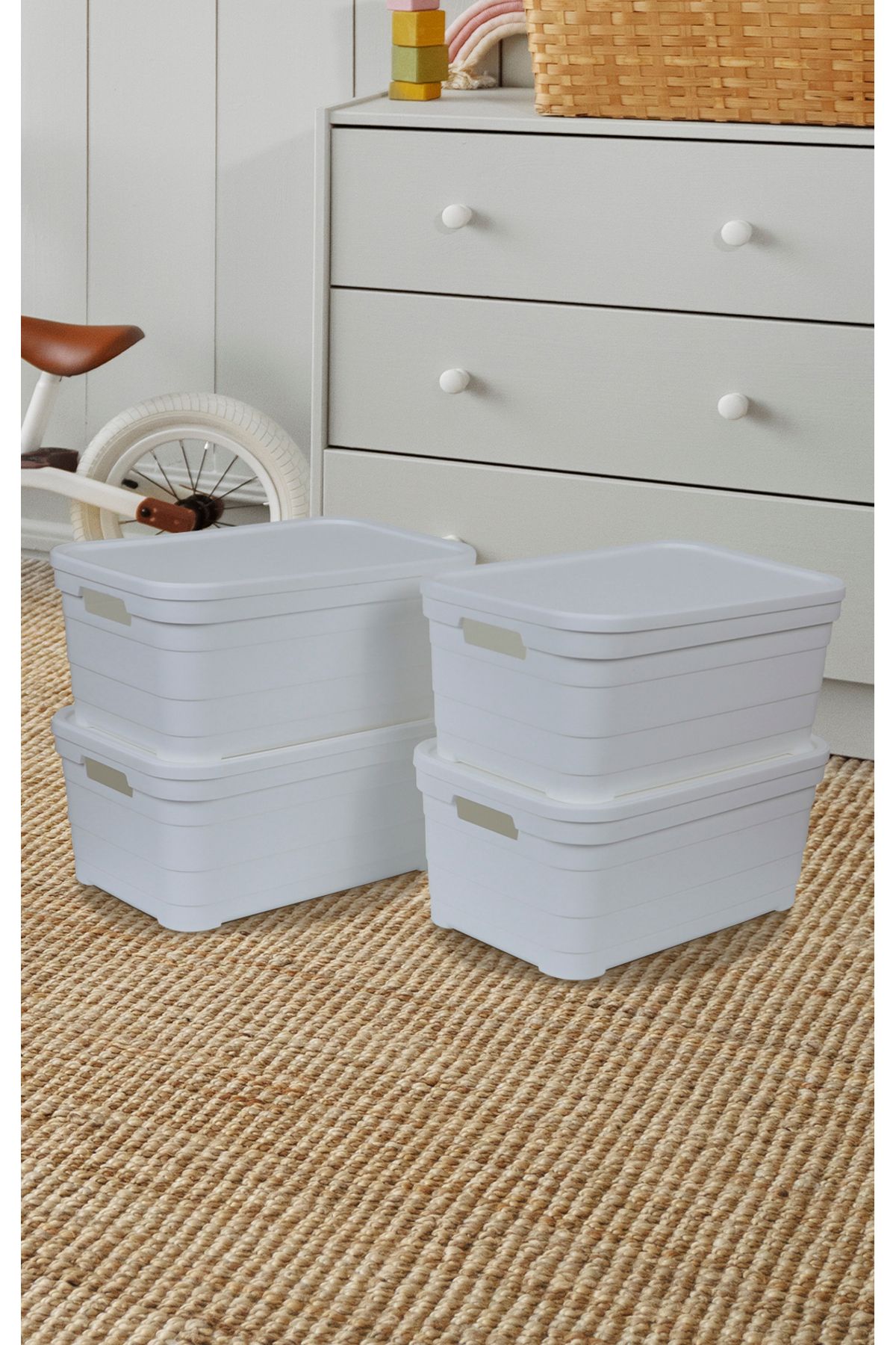 Nesto Home 4'lü Set Çok Amaçlı Renkli Kutu Kapaklı Ofis Organizeri 4x10,8 litre