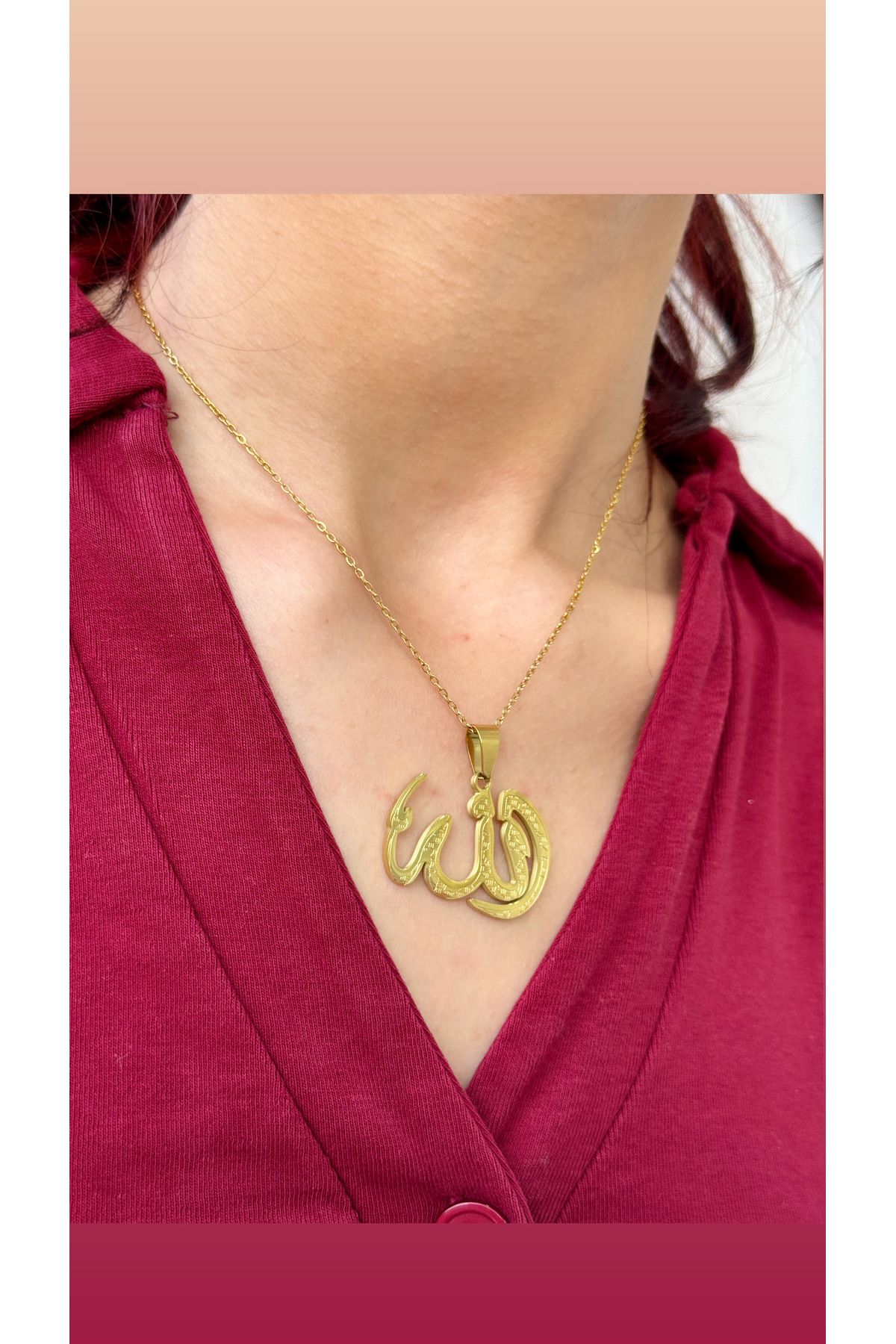 İNN JEWELLERY Çelik Kolye Kararmaz Antialerjik Allah Yazısı Figürlü (2 Yıl İthalatçı Garantili)