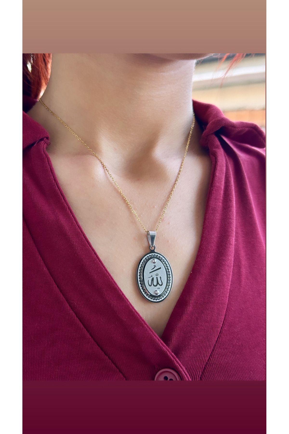 İNN JEWELLERY Çelik Kolye Kararmaz Antialerjik Allah Yazısı Figürlü (2 Yıl İthalatçı Garantili)
