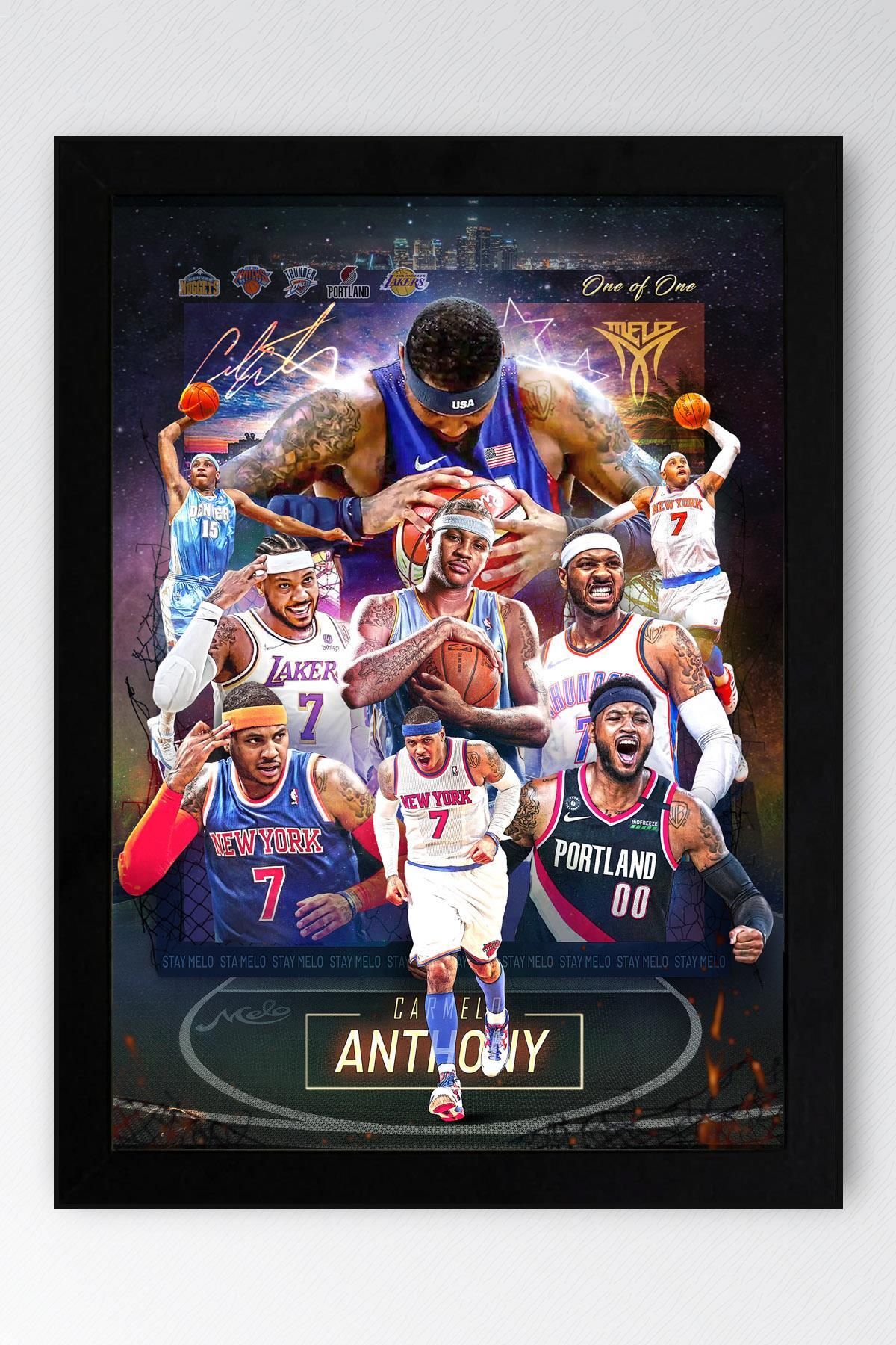 Saturn Carmelo Anthony Çerçeveli Tablo - Basketbol NBA Posteri Tablo