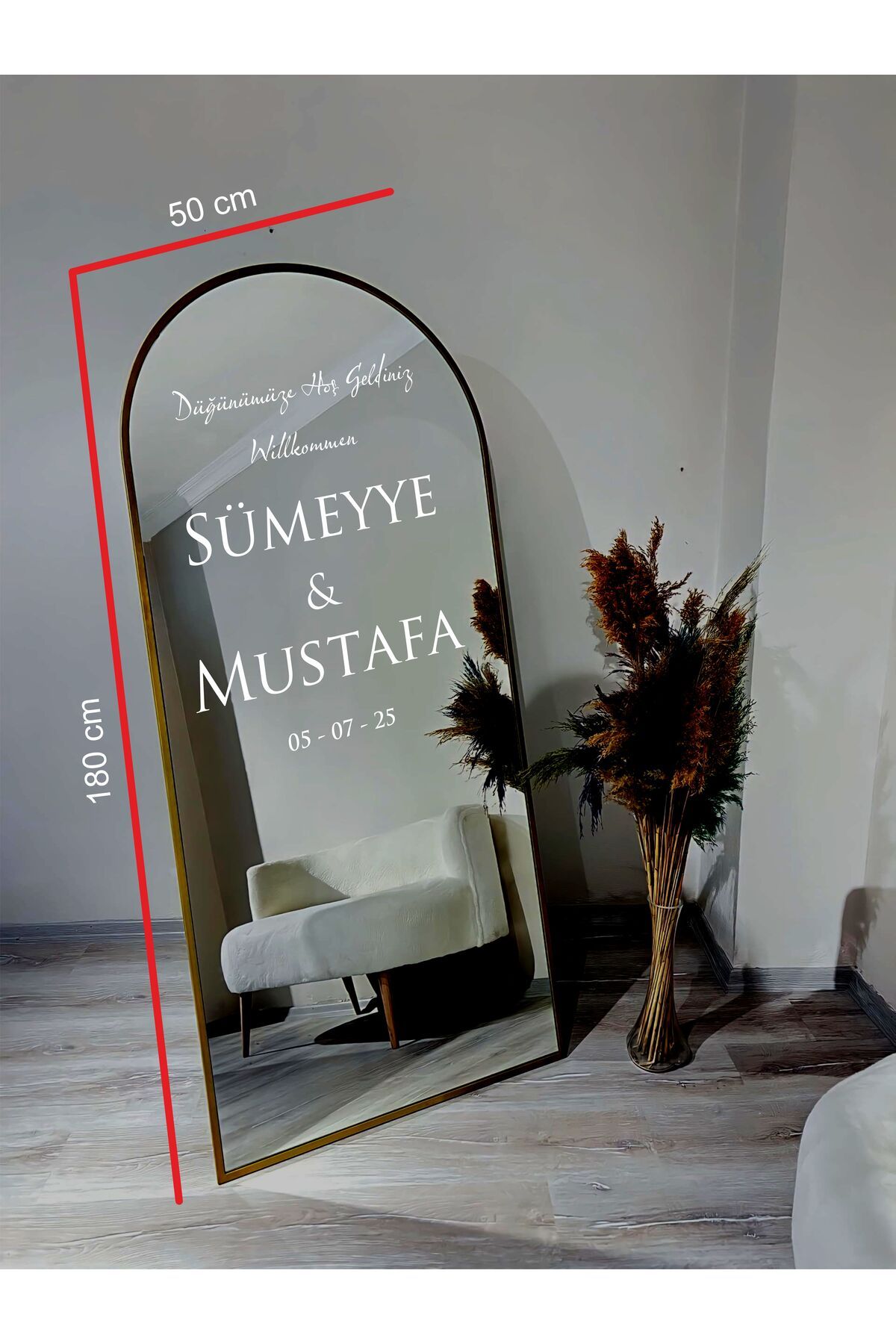 Laputa Tükkan Düğün Nişan Ayna Yazısı Kişiselleştirilebilir Söz Organizasyon Süsü Siyah-Beyaz Folyo Sticker 50 cm