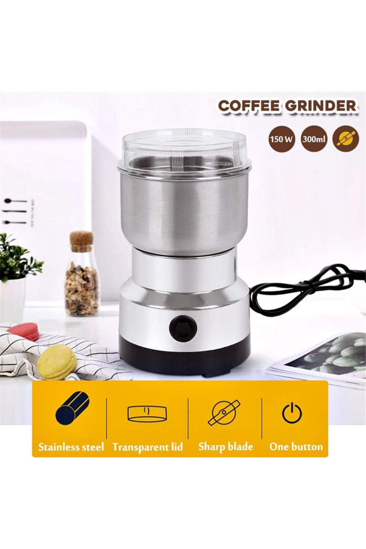 Primo Plus PR608 multi-functional stainless steel portable mini coffee grinder for coffee beans and spices