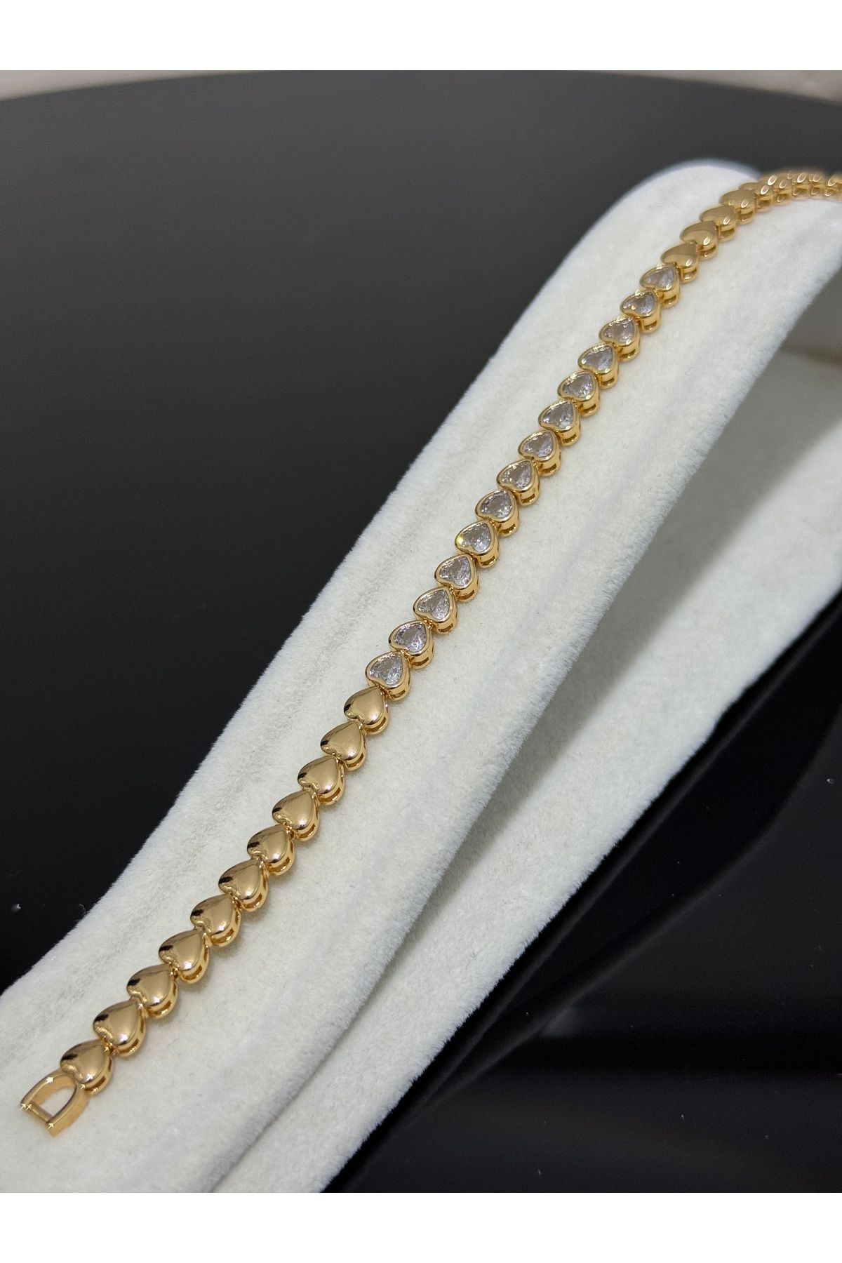 XUPING JEWELRY 18K kalpli zirkon taşlı gold bileklik paslanmaz kararmaz