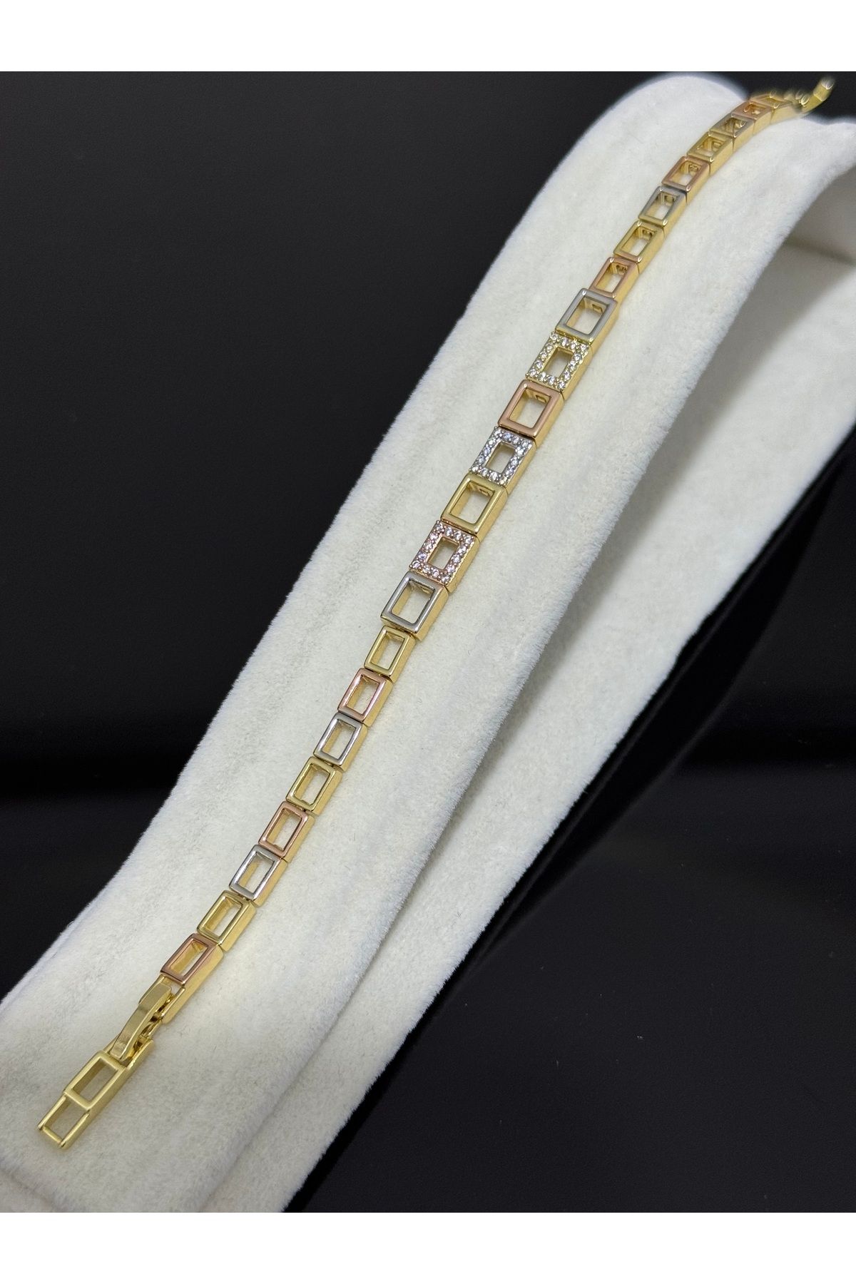 XUPING JEWELRY 18K sıralı taşlı gold bileklik paslanmaz kararmaz