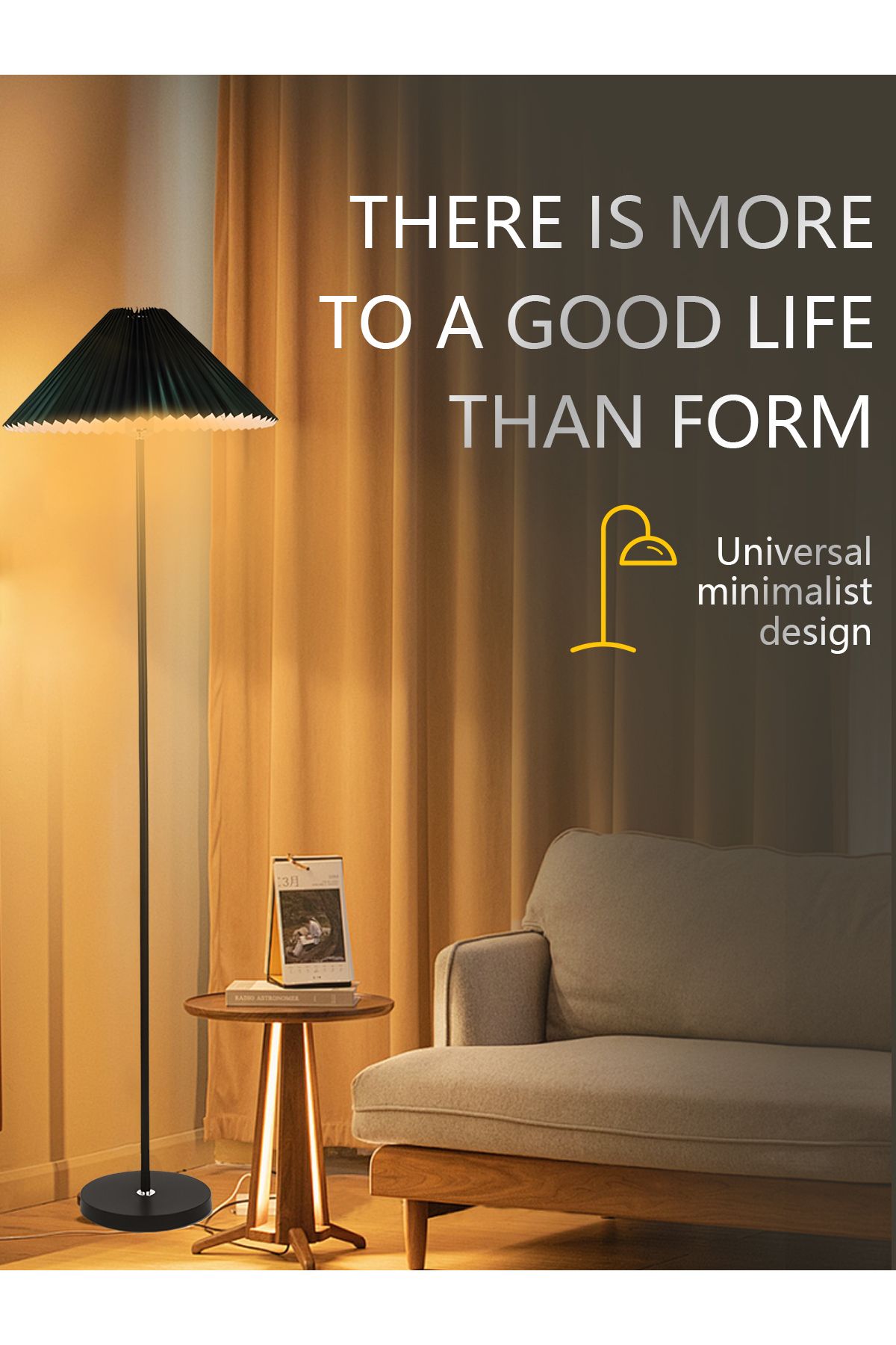 Lumely-Nordic Pleated Floor Lamp,12w 3 Modes,Adjustable 3 Brightness,E27,Green Lampshade 5