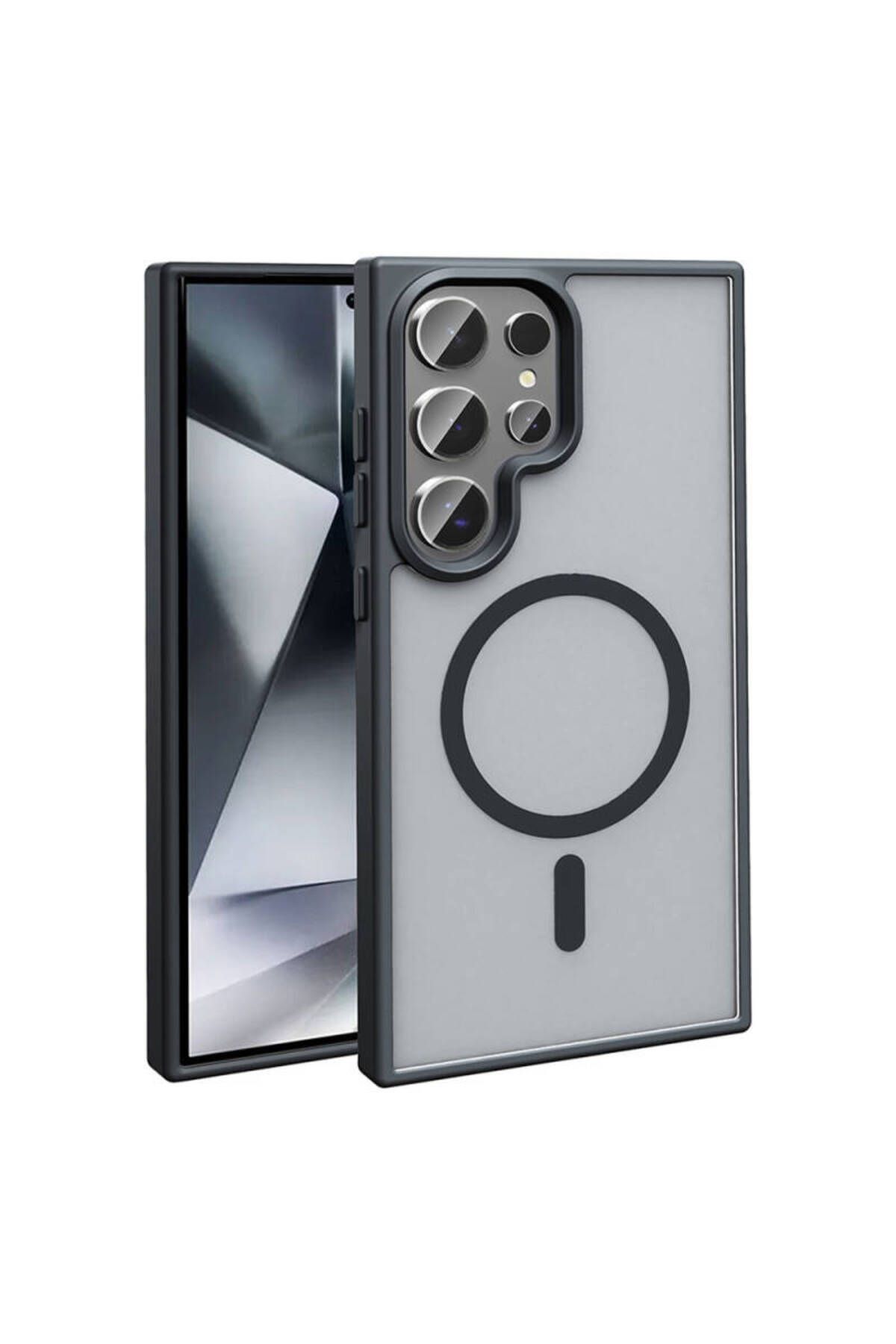 zore Galaxy S23 Ultra Kılıf M-safe Şarj Özellikli Mat Arka Yüzey Zore Sio Kapak