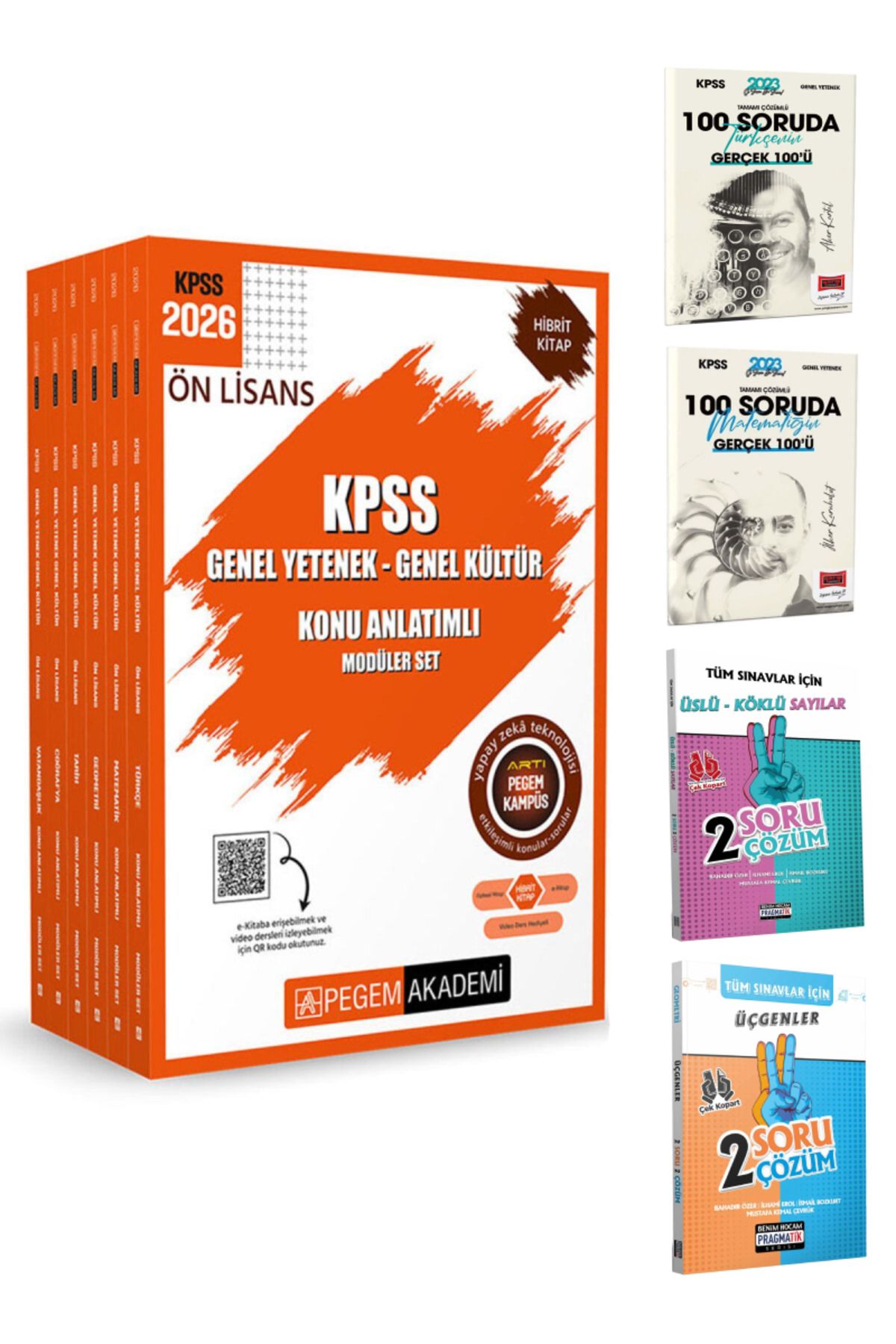Pegem Akademi Yayıncılık 2026 KPSS Ön Lisans GYGK Konu Anlatımlı Modüler Set+Türkçe-Matematik 100 Soru+Üslü-Köklü+Üçgenler