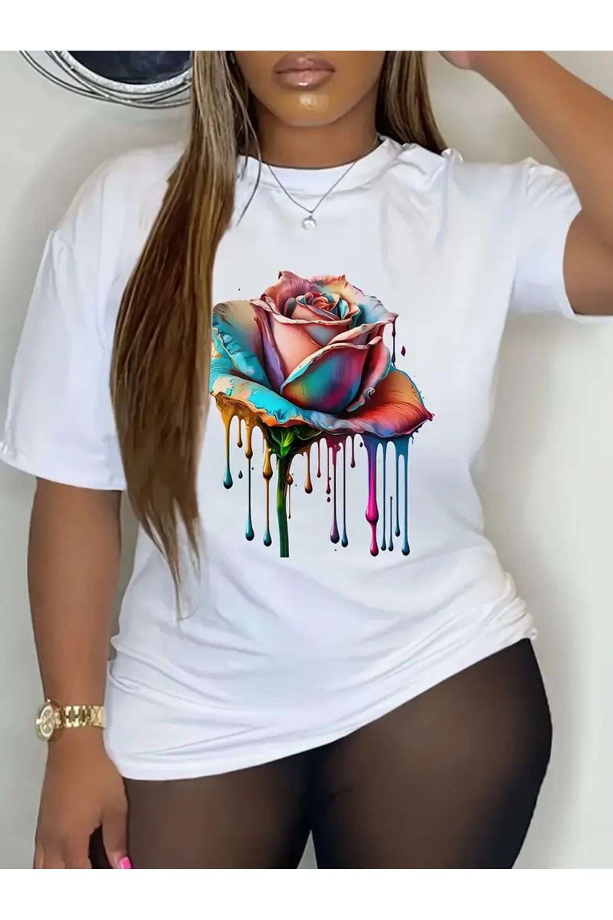 HOFFNUNG T SHIRT BLOEING IN TEARS ROSE oversize