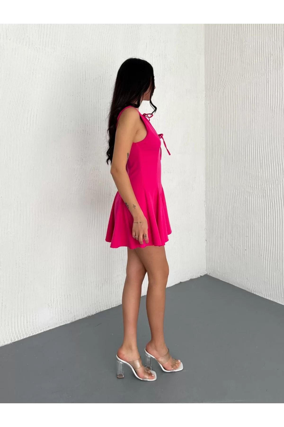 ruum fashions Göğüs Bağlamalı Kolsuz Mini Boy Elbise