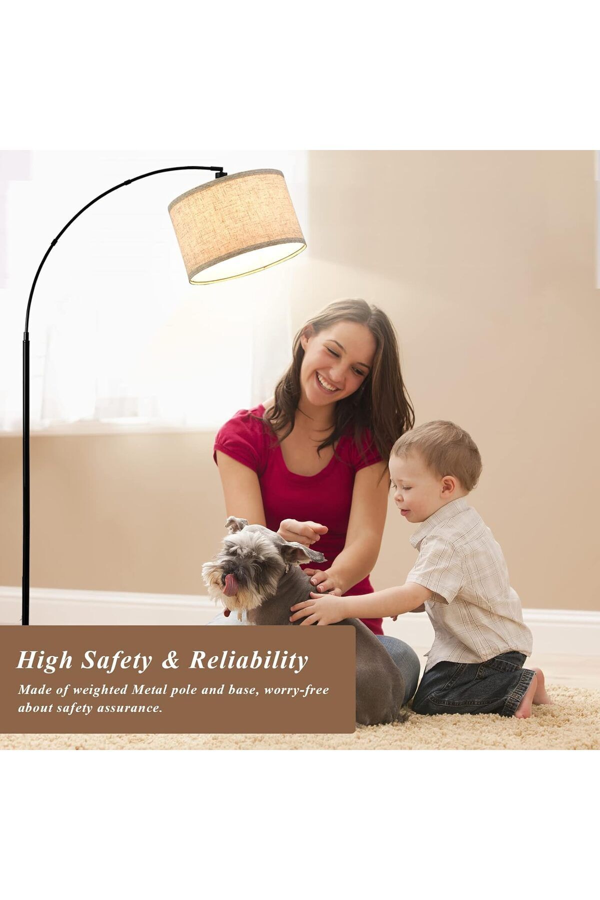 Lumely-Modern Arc Floor Lamp,with Remote Control,Adjustable Angle Lamp Head and Lighting,12W 3 Level 8