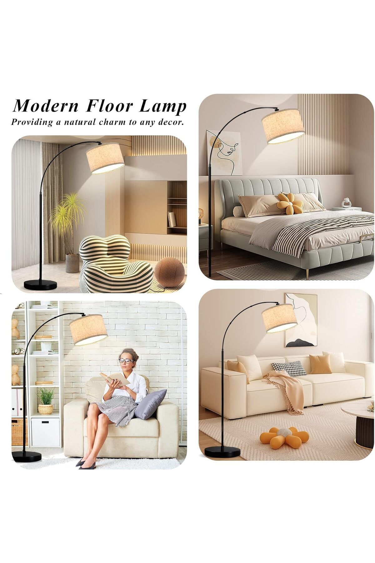 Lumely-Modern Arc Floor Lamp,with Remote Control,Adjustable Angle Lamp Head and Lighting,12W 3 Level 6
