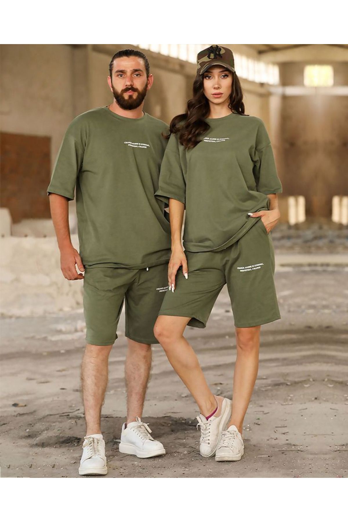 LUNAVISTA Men's Casual Plant and Letter Print T-Shirt and Shorts Set
