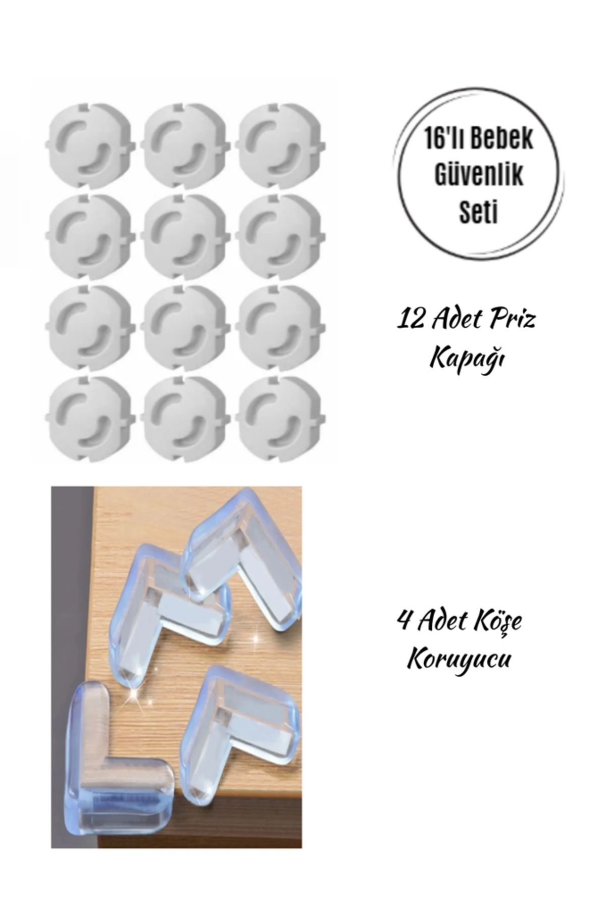 Hilamingo Home 16'lı Bebek Güvenlik Koruyucu Set; Priz Kapağı,Köşe Koruyucu
