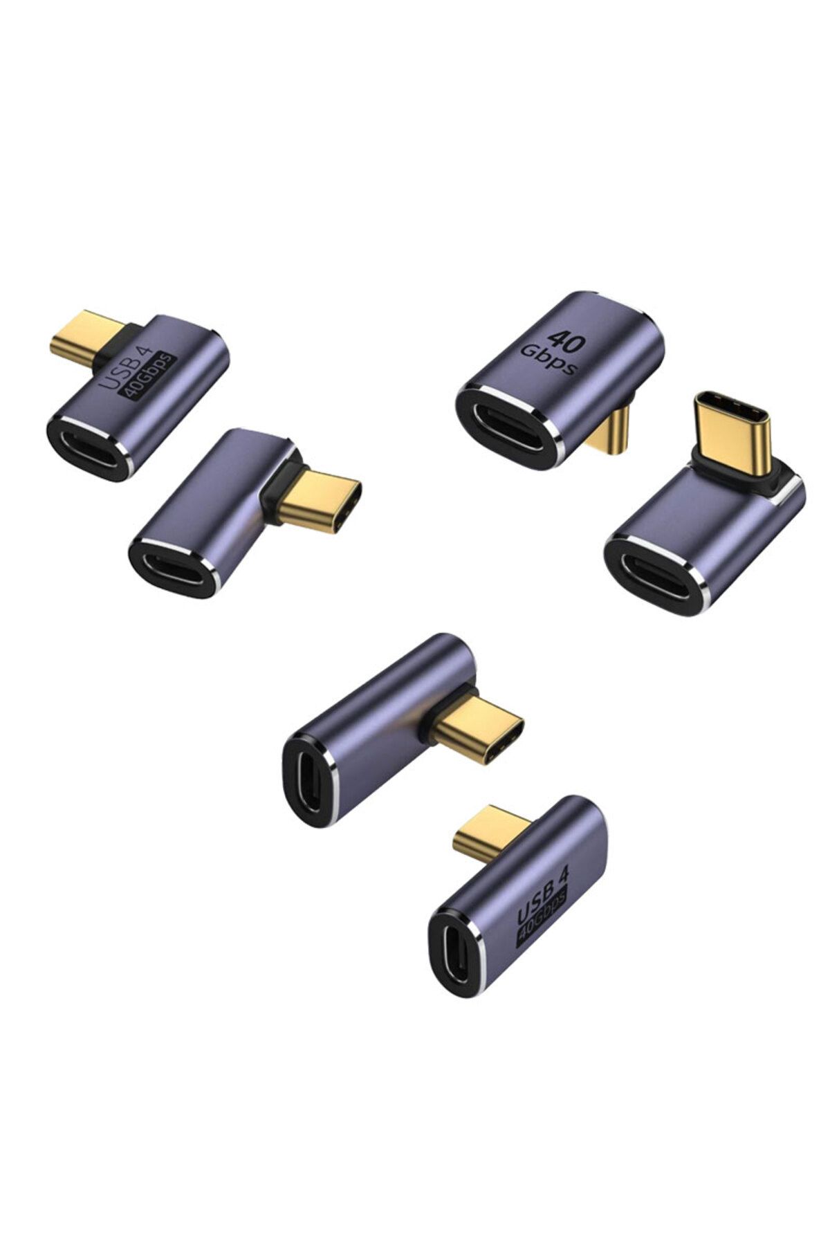 KEEPRO USB 4.0 type C 90 derece adaptör 40Gbps hızlı veri transferi 3'lü set