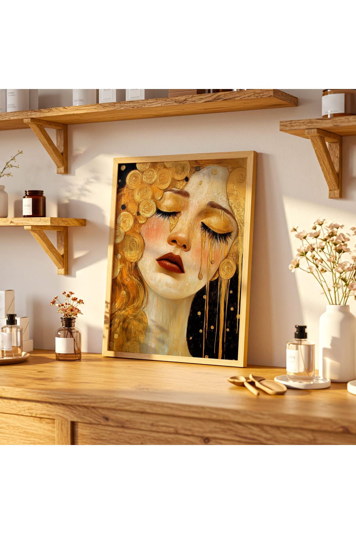 woodhomeworks tek parça Gustav Klimt salon ofis dekor tablo