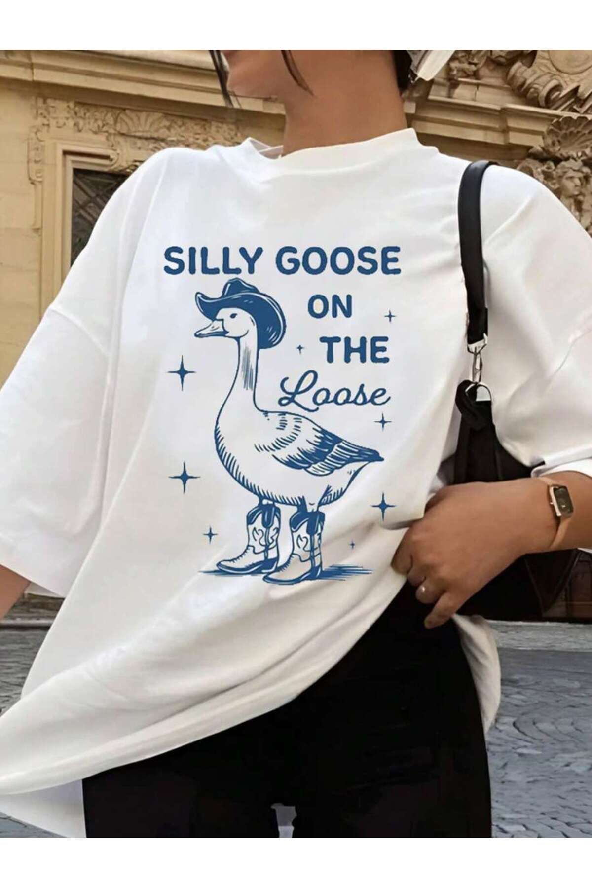 LAYORA Baskılı Organik Pamuk Oversize Kesim T-shirt