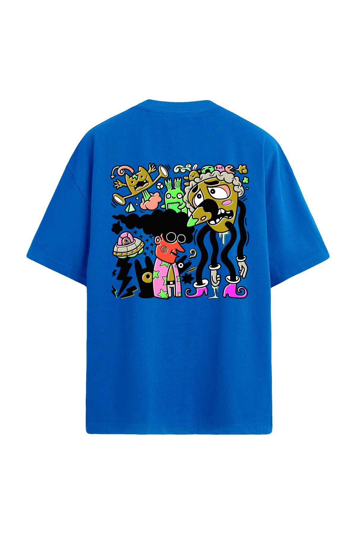 Colermi Çizgi Karakterli Sırt Baskılı Üniseks Oversize T-Shirt