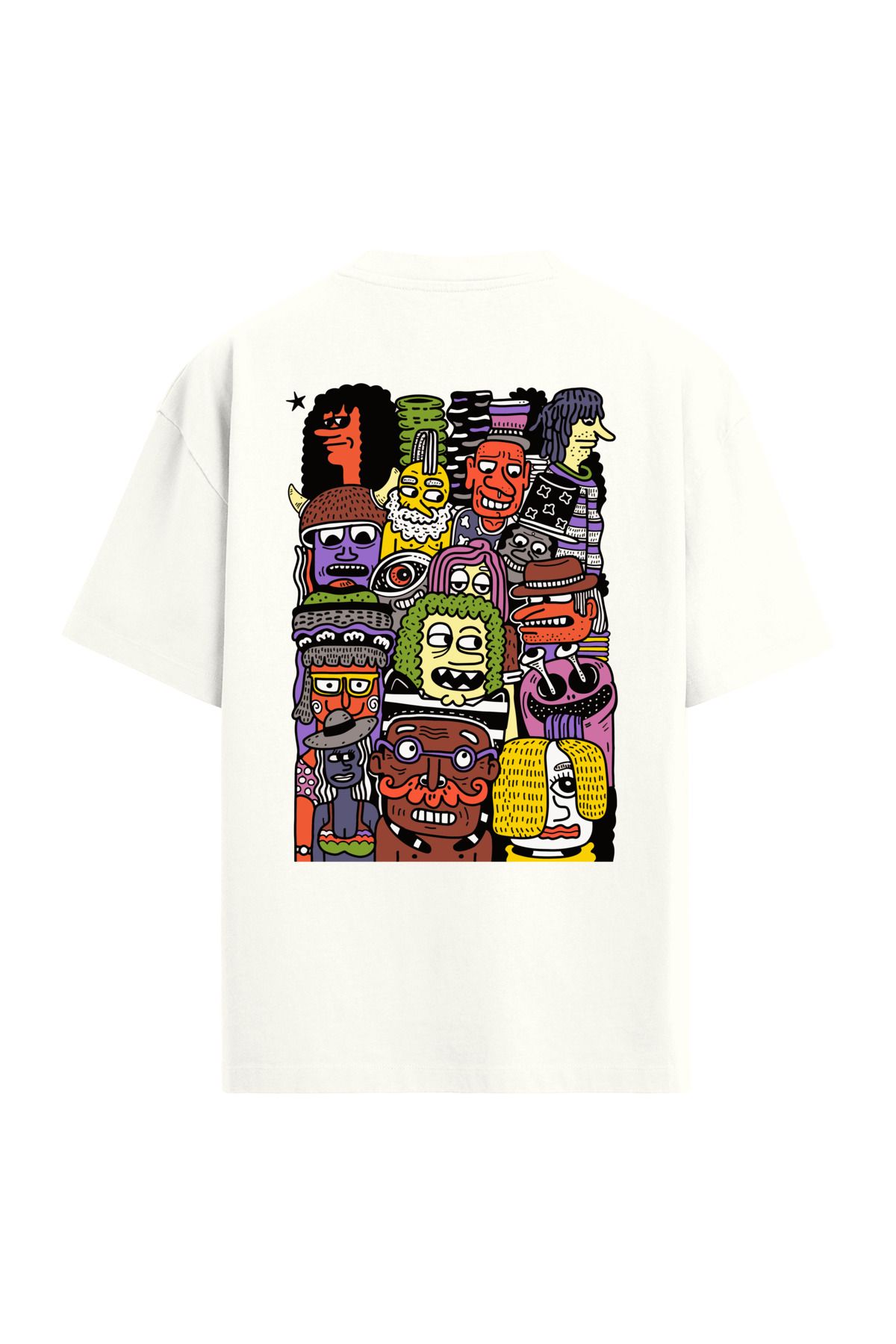 Colermi Renkli Portre Sırt Baskılı Oversize T-Shirt