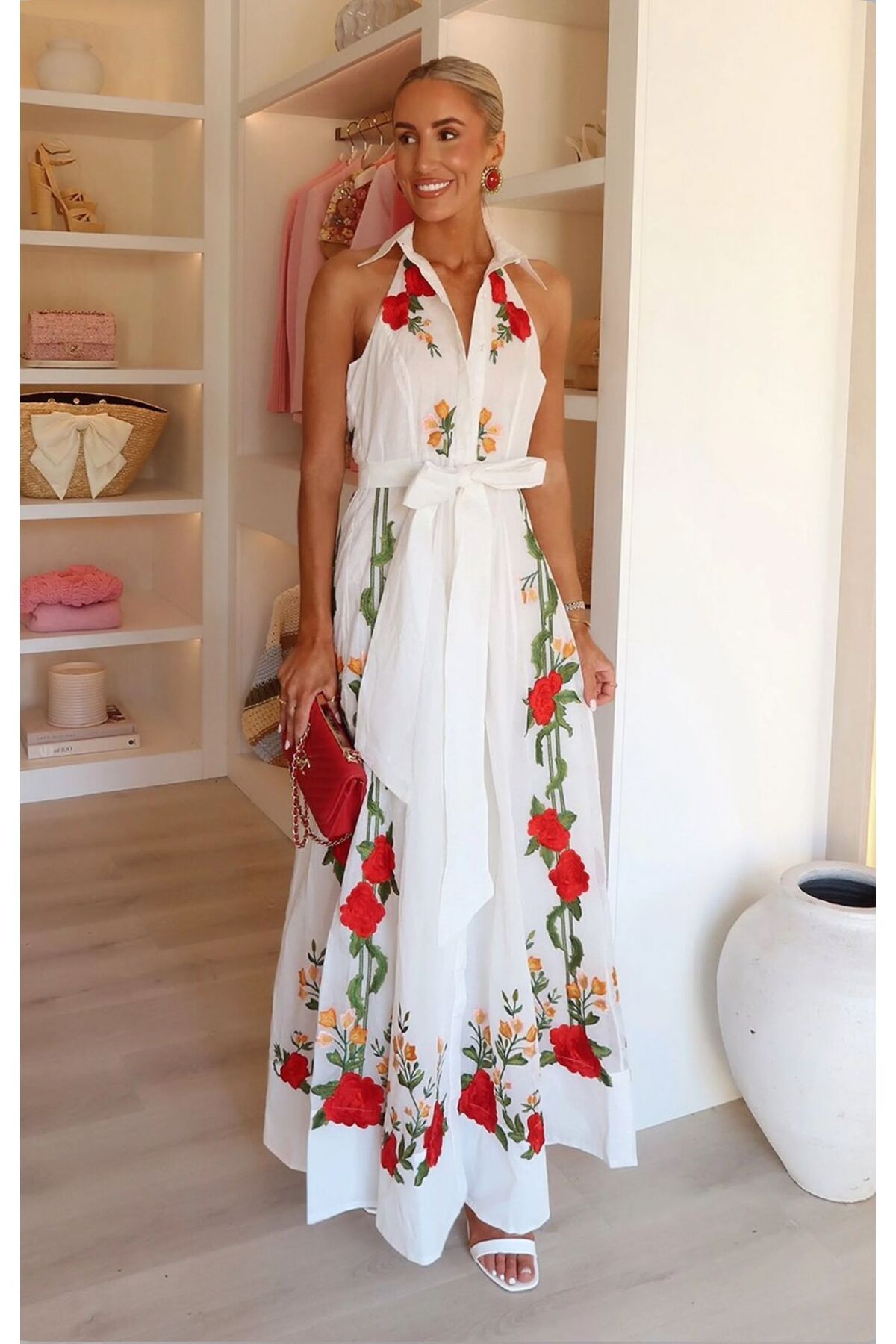 Kashaya Kadin Zimmerman model çiçek desenli kuşaklı kemer detaylı tasarım elbise