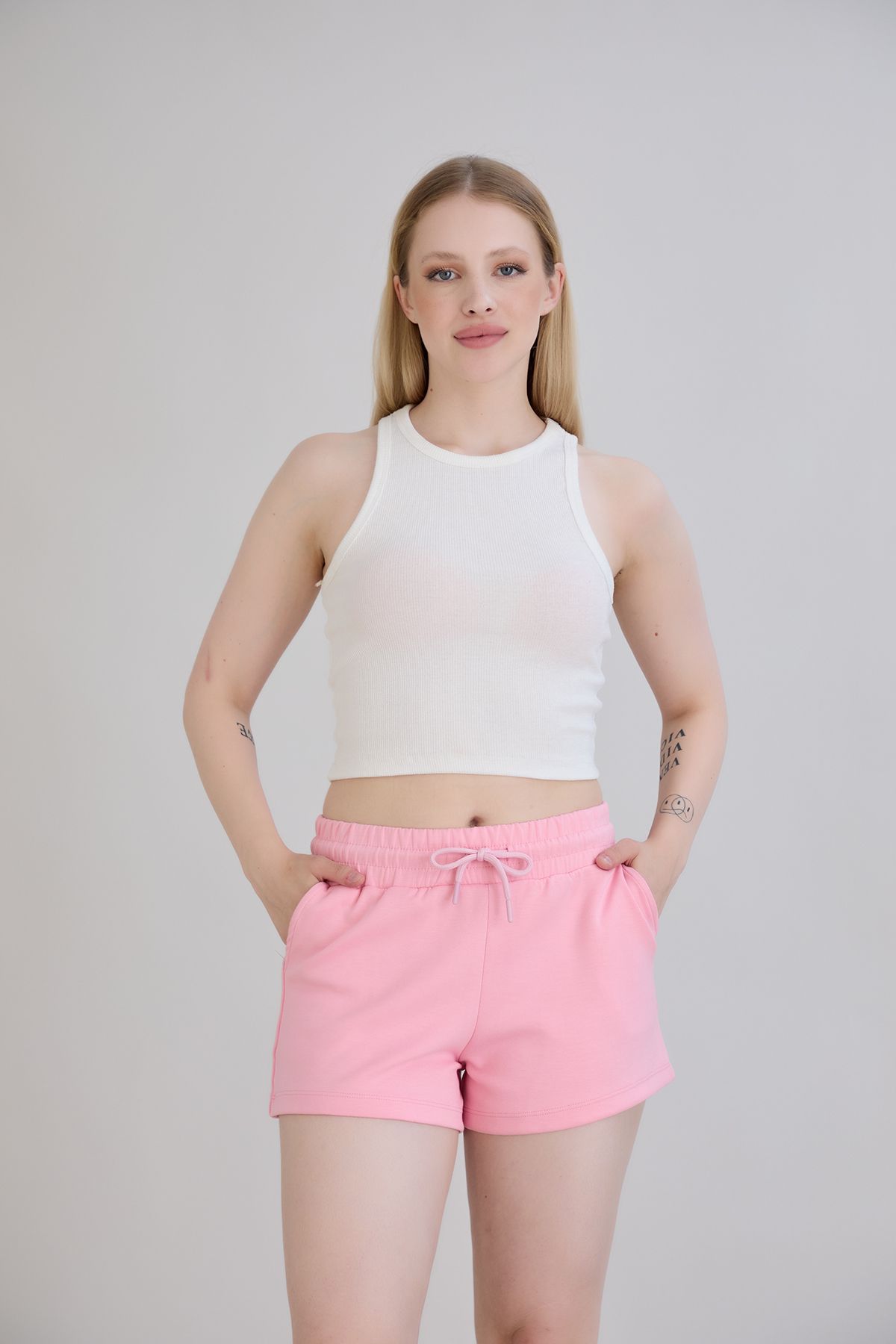 Dream Style Kadın Şort Modal Kumaş Yumuşak Dokulu Esnek Likralı Bağcıklı Çift Cepli Şort