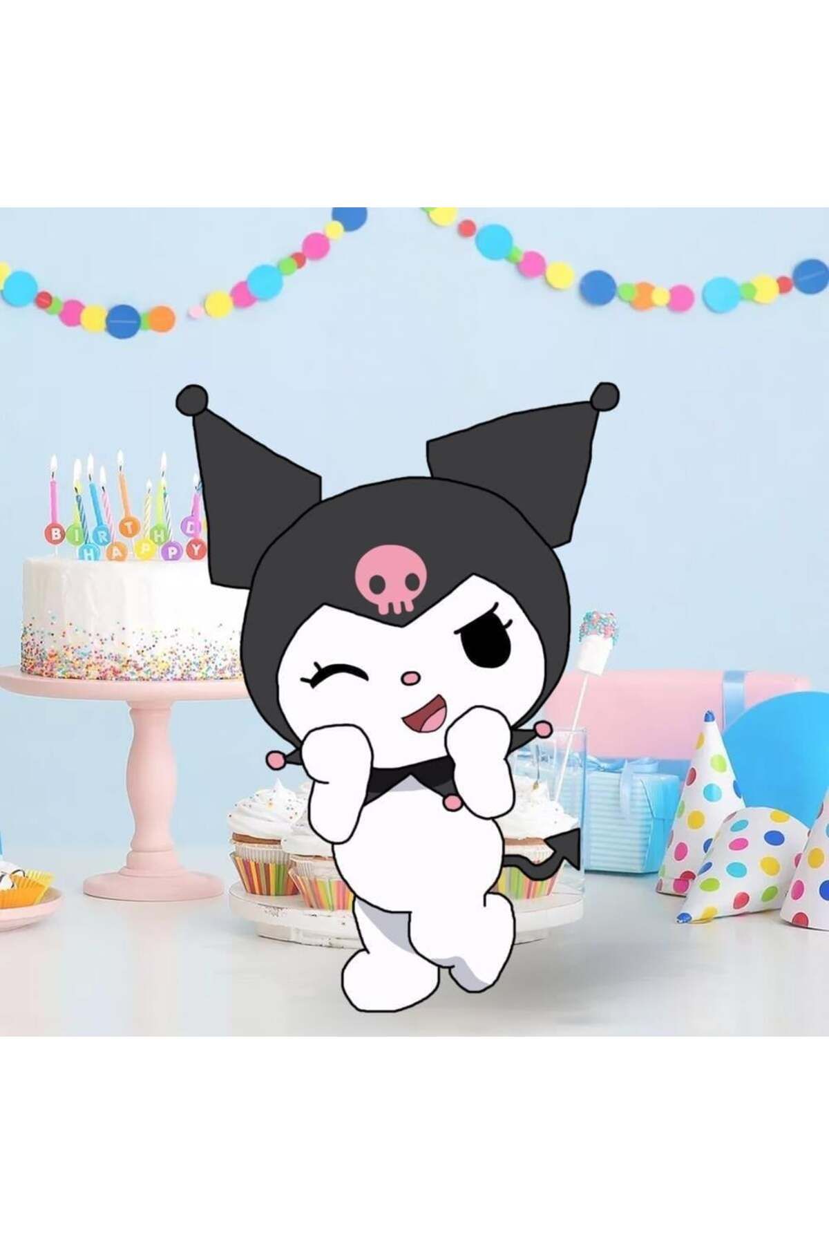 DODOMAR Ayaklı pano Kuromi Ayaklı Pano 35 cm Doğum Günü masa süsü