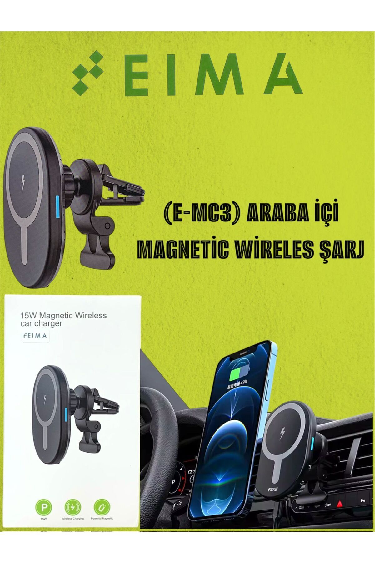 Bestech Araç İçi Manyetik Wireless Şarj Telefon Tutacağı