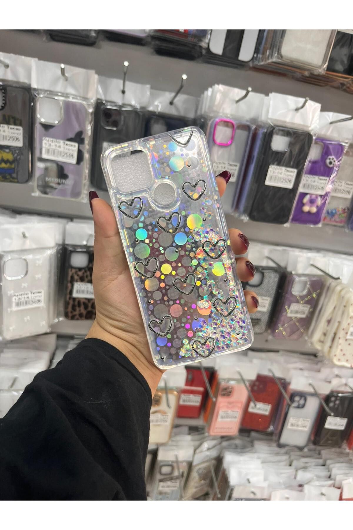 TECNOTREND Oppo A15 sıvı parıltılı Hologramlı şeffaf silikon kılıf