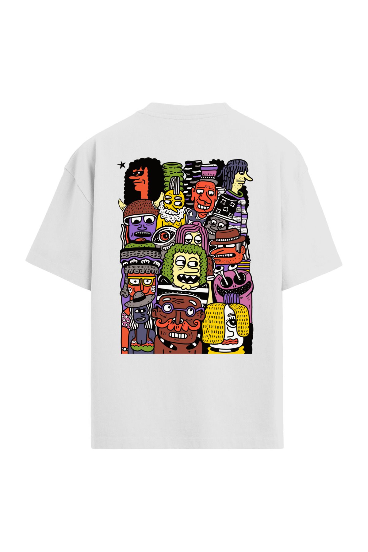 Colermi Renkli Portre Sırt Baskılı Oversize T-Shirt