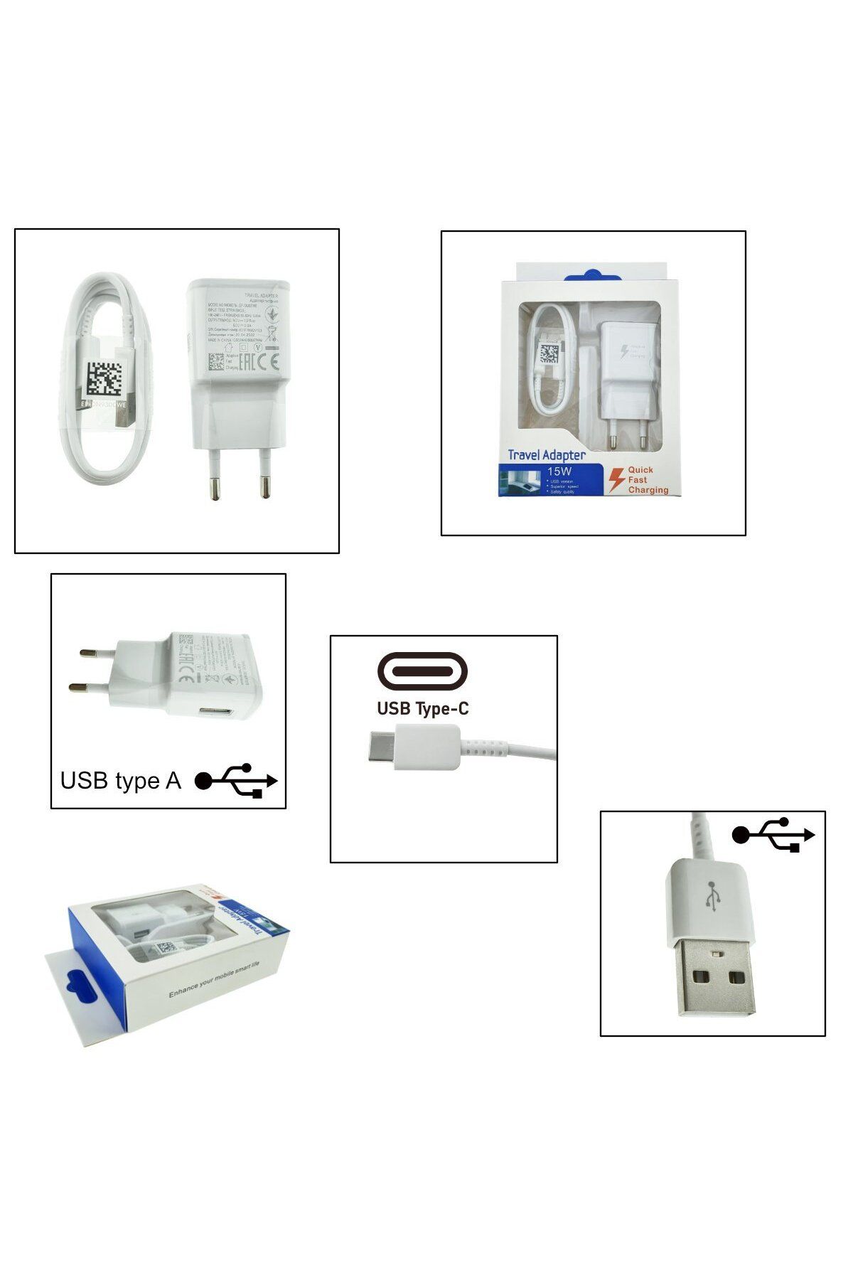 OEM-Set încărcător USB, 15W, EP-TA20EWE Încărcare rapidă adaptivă, cu cablu tip C EP-DN930CWE 1,2m, alb 4