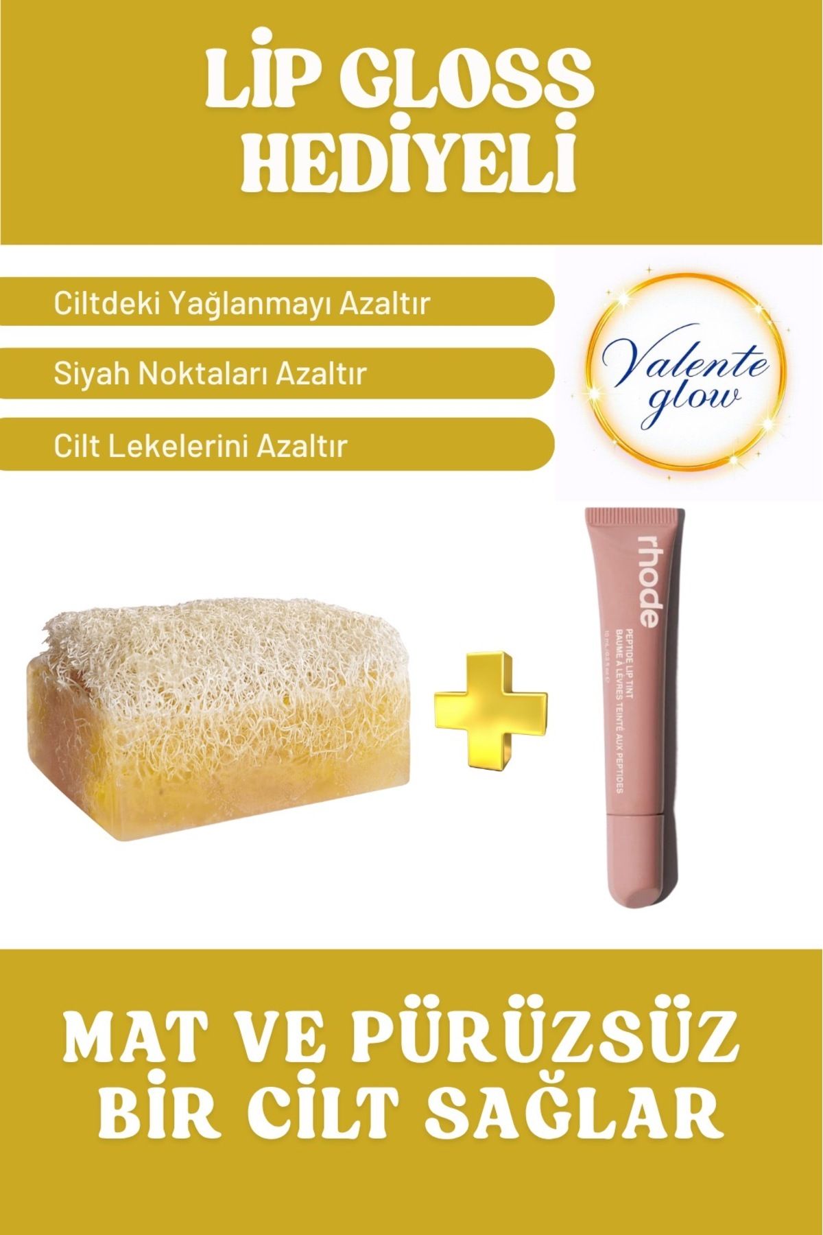 Valente Glow Toast Lipt Tint + Gözenek Sıkılaştırıcı & Akne,siyah Nokta Karşıtı Peeling Sabun Set