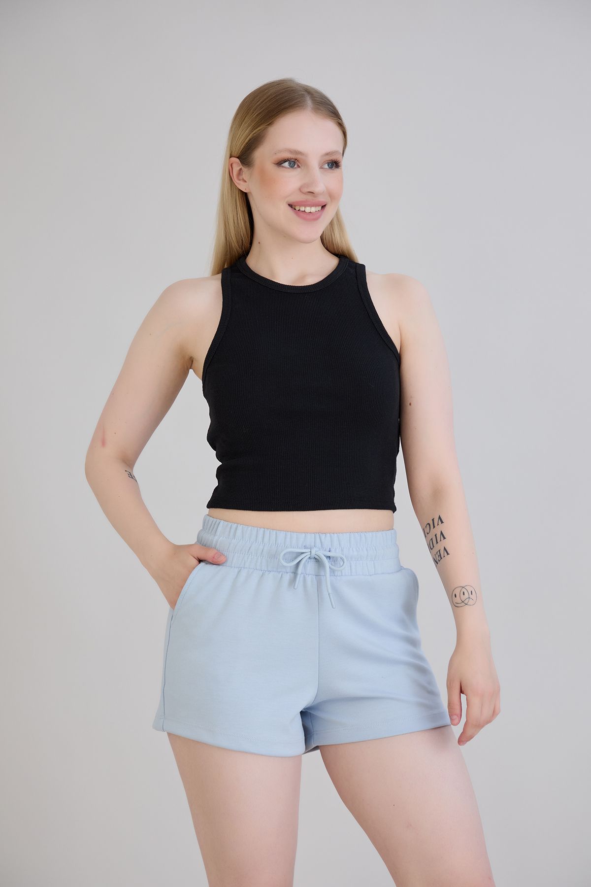 Dream Style Kadın Şort Modal Kumaş Yumuşak Dokulu Esnek Likralı Bağcıklı Çift Cepli Şort