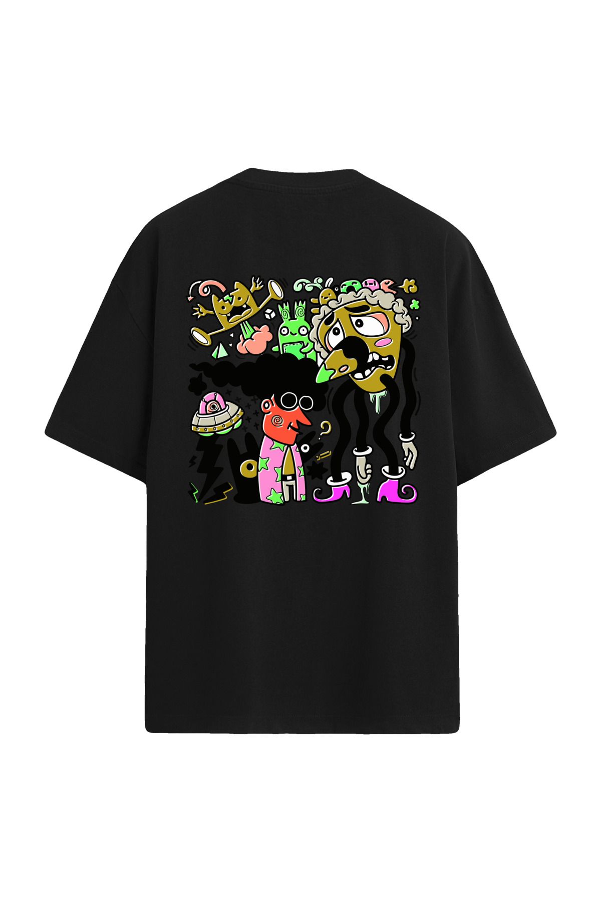 Colermi Çizgi Karakterli Sırt Baskılı Üniseks Oversize T-Shirt