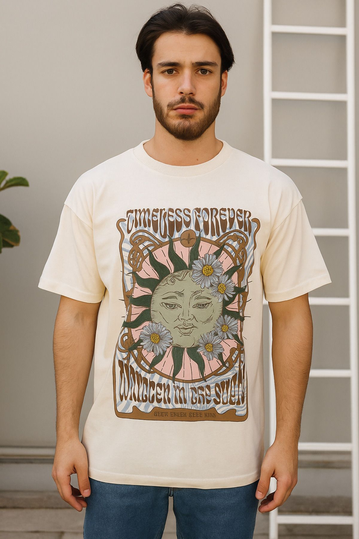 SADE Unisex oversize önü baskılı %100 pamuk T shirt