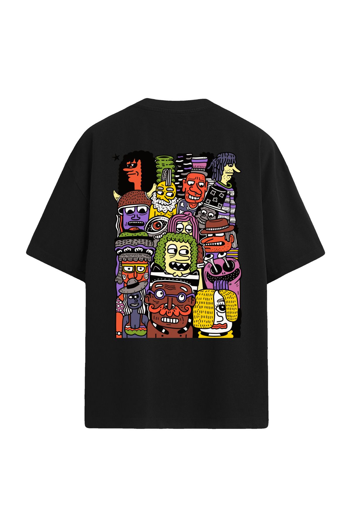 Colermi Renkli Portre Sırt Baskılı Oversize T-Shirt