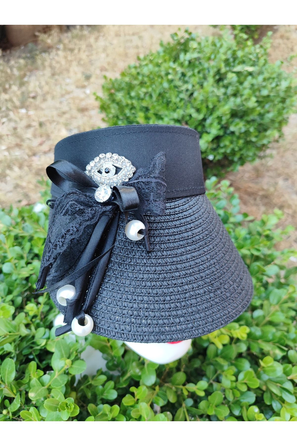 SAHRA BEACHWEAR Kadın Plaj Şapkası, Hasır Şapka, Handmade Tasarım Şapka, Yazlık Şapka , Kasket, Vizör