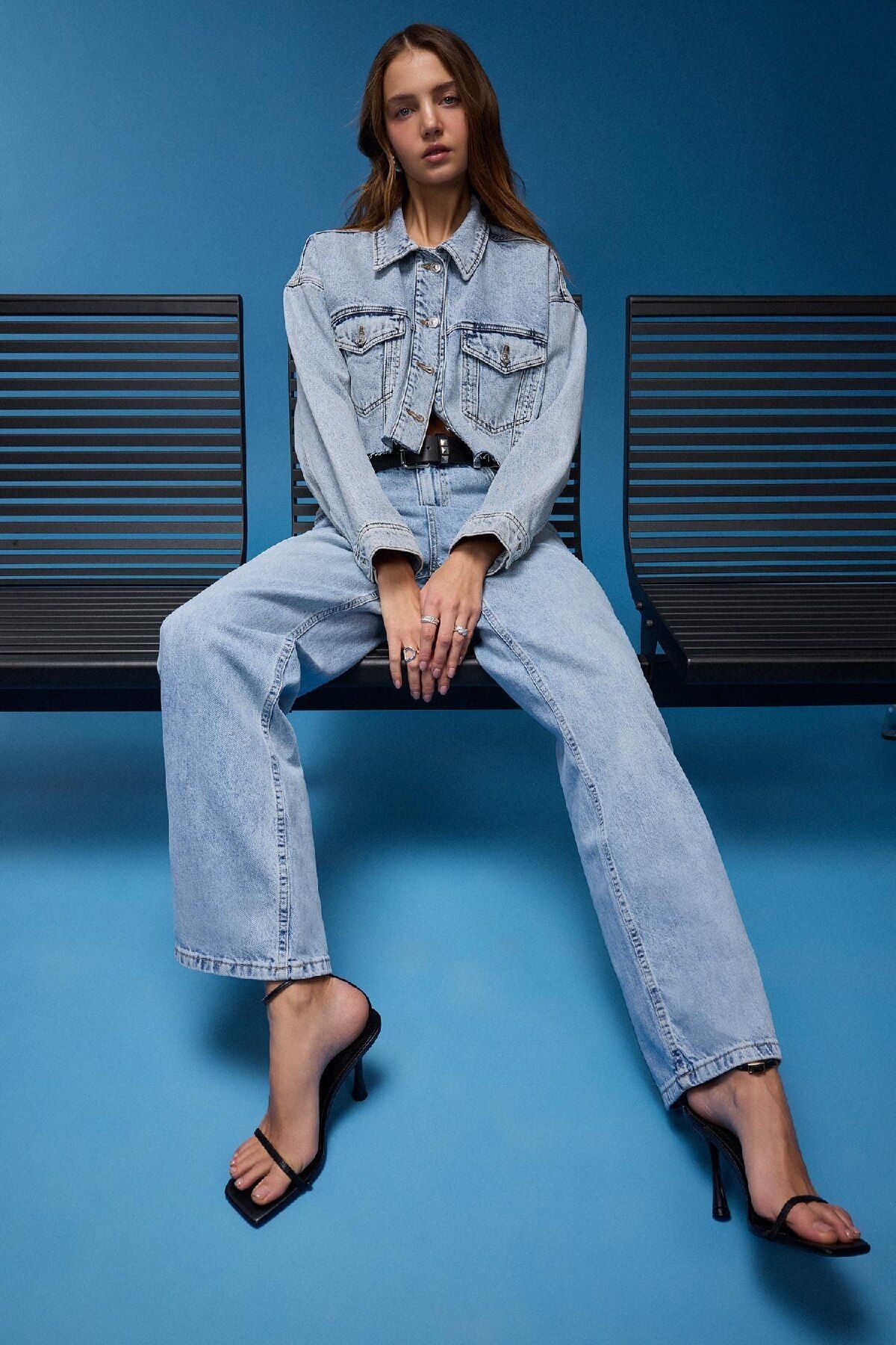 DeFacto Premium 90's Yüksek Bel Uzun Jean Wide Leg Pantolon