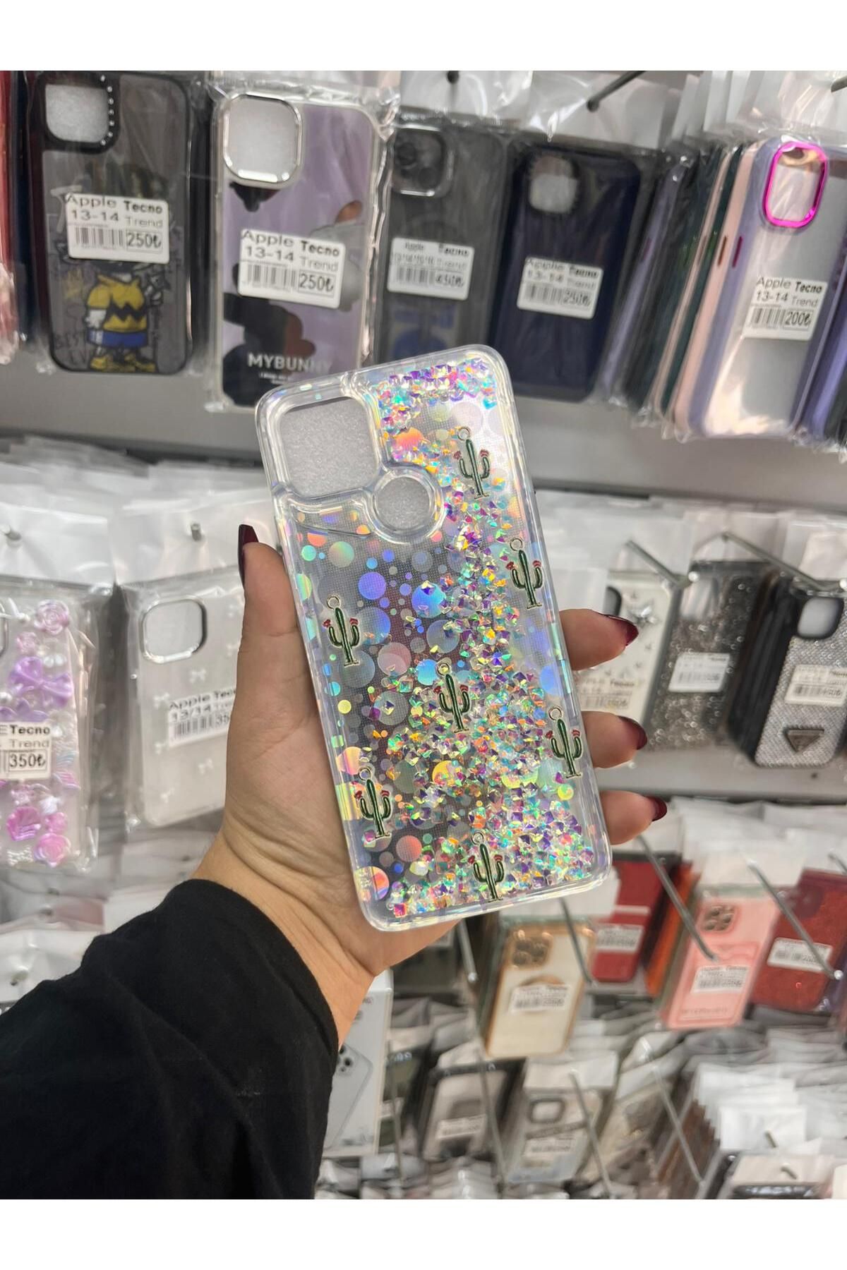 TECNOTREND Oppo A15 sıvı parıltılı Hologramlı şeffaf silikon kılıf