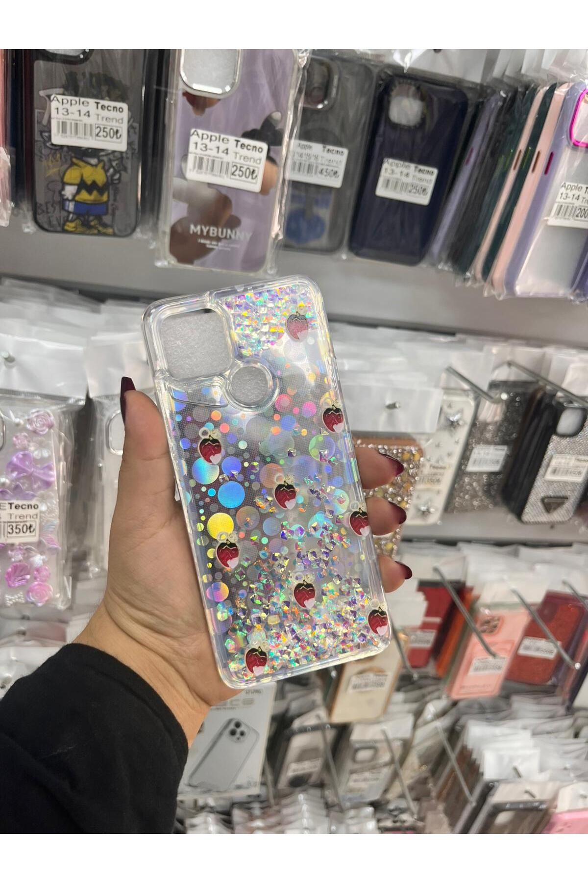 TECNOTREND Oppo A15 sıvı parıltılı Hologramlı şeffaf silikon kılıf