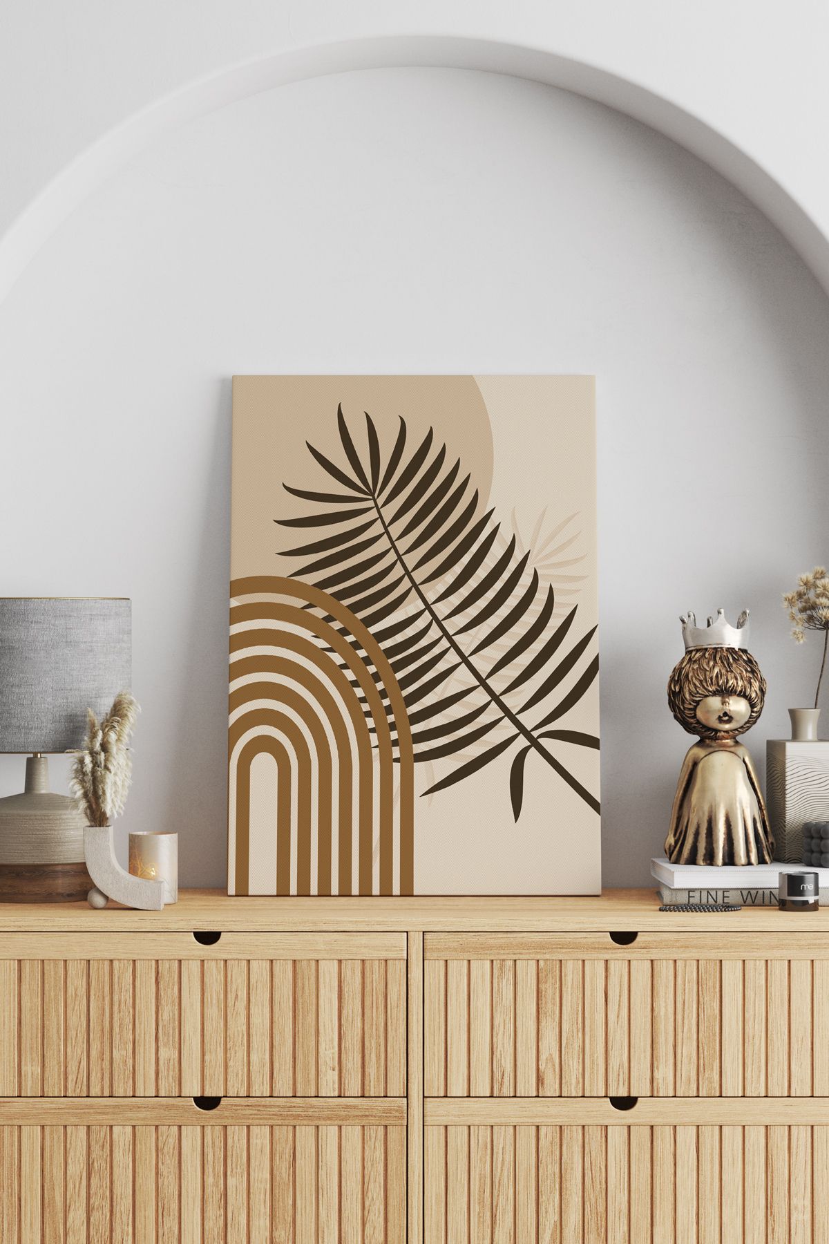 SELMIRA Yaprak Geometrik Minimalist Kanvas Tablo