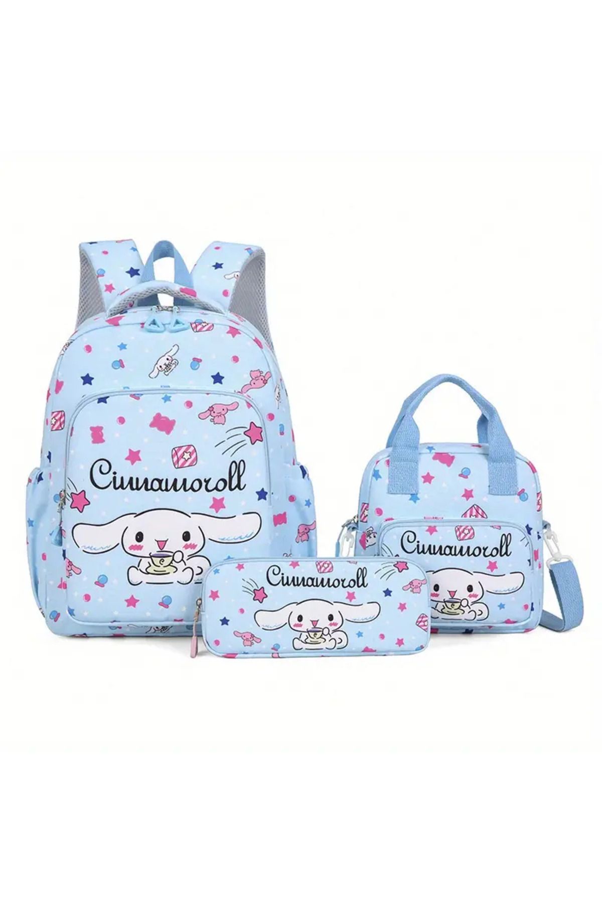 ada çanta kırtasiye Cinnamoroll figürlü 3 lü çocuk sırt çantası seti (sırt çantası / beslenme çantası/kalemlik) AD45337